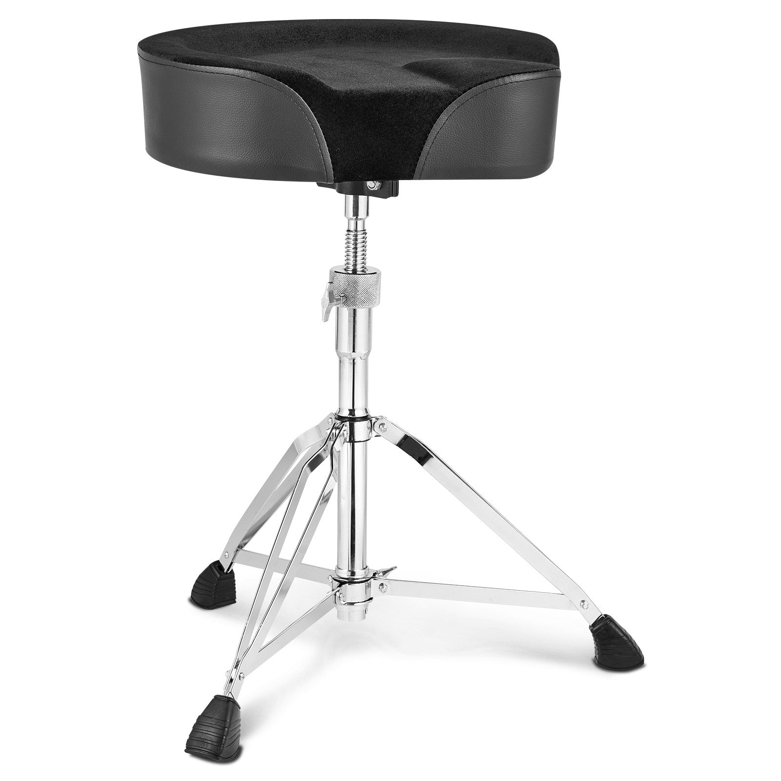 VEVOR Saddle Drum Throne, 560-705 mm Height Adjustable, Padded Drum Stool Seat with Anti-Slip Feet Drumsticks 227 kg Max Weight Capacity, Swivel Drum Chair for Drummers