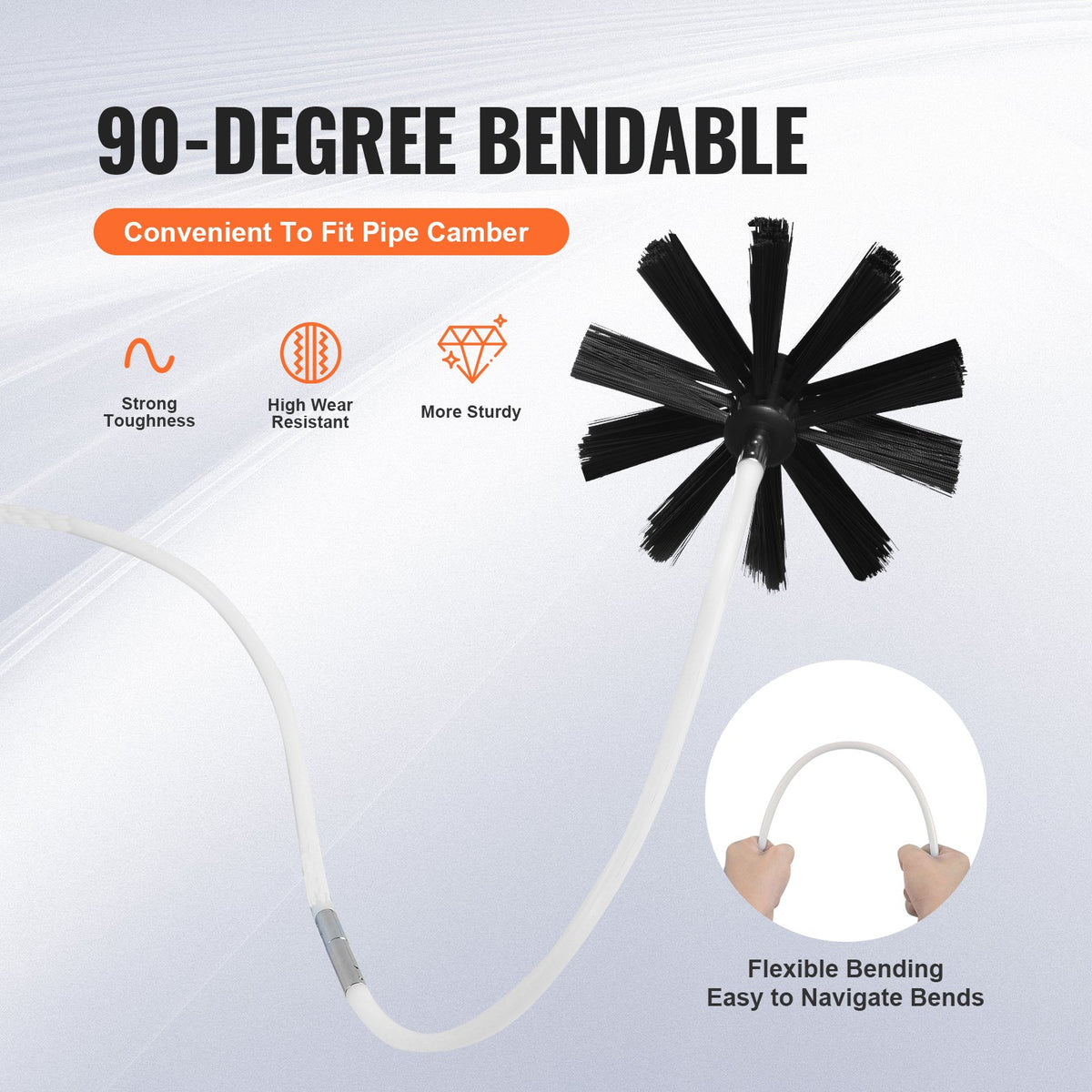 VEVOR 914.4CM Dryer Vent Cleaner Kit, 22 Pieces Duct Cleaning Brush, Reinforced Nylon Dryer Vent Brush with Complete Accessories, Dryer Cleaning Kit with Flexible Lint Trap Brush, Clamp Connectors