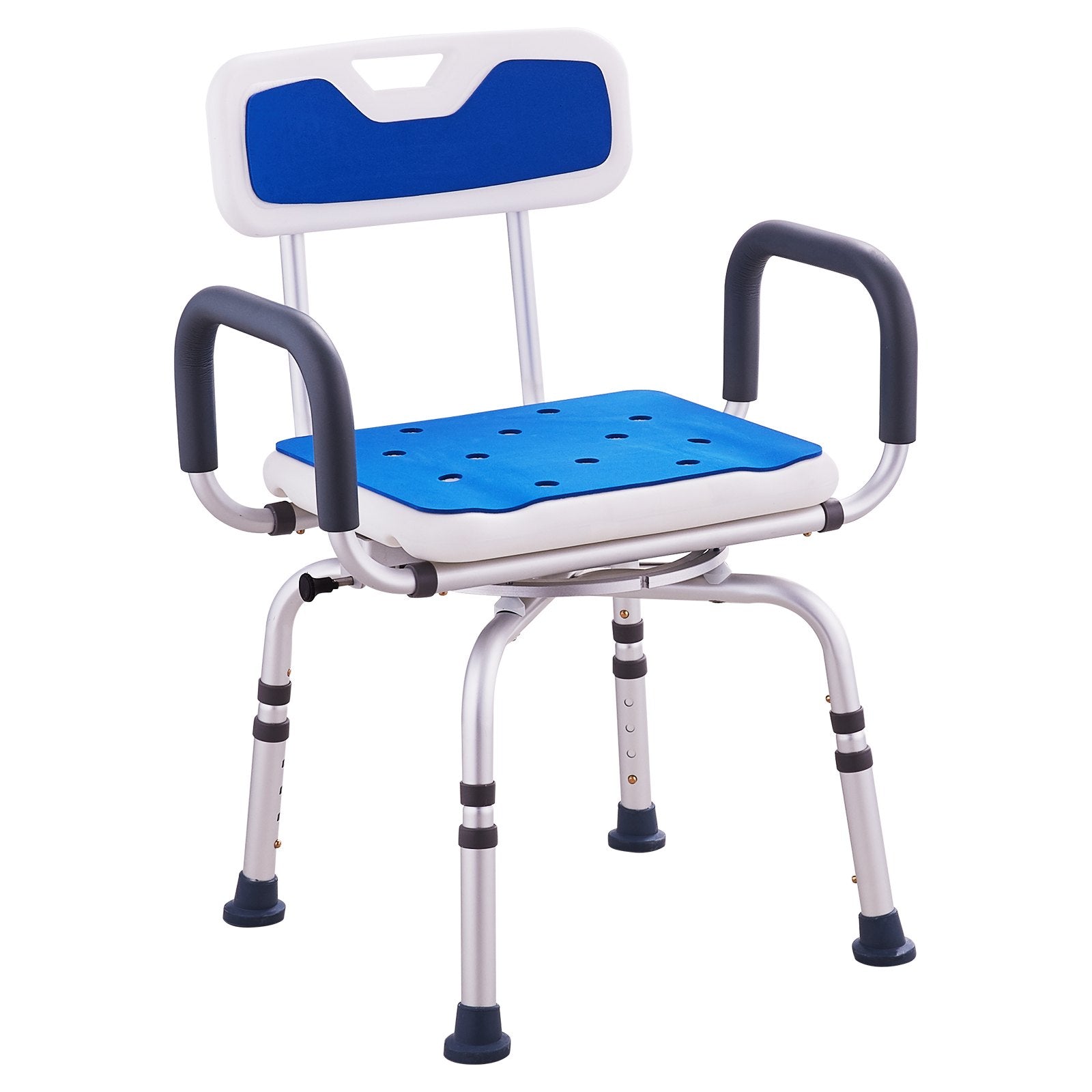 VEVOR Swivel Shower Chair 360 Degree, Adjustable Shower Seat with Armrests and Backrest for Inside Shower or Bathtub, Non-Slip Rotating Bathtub Chair Seat for Elderly Disabled Injured, 400lbs Capacity