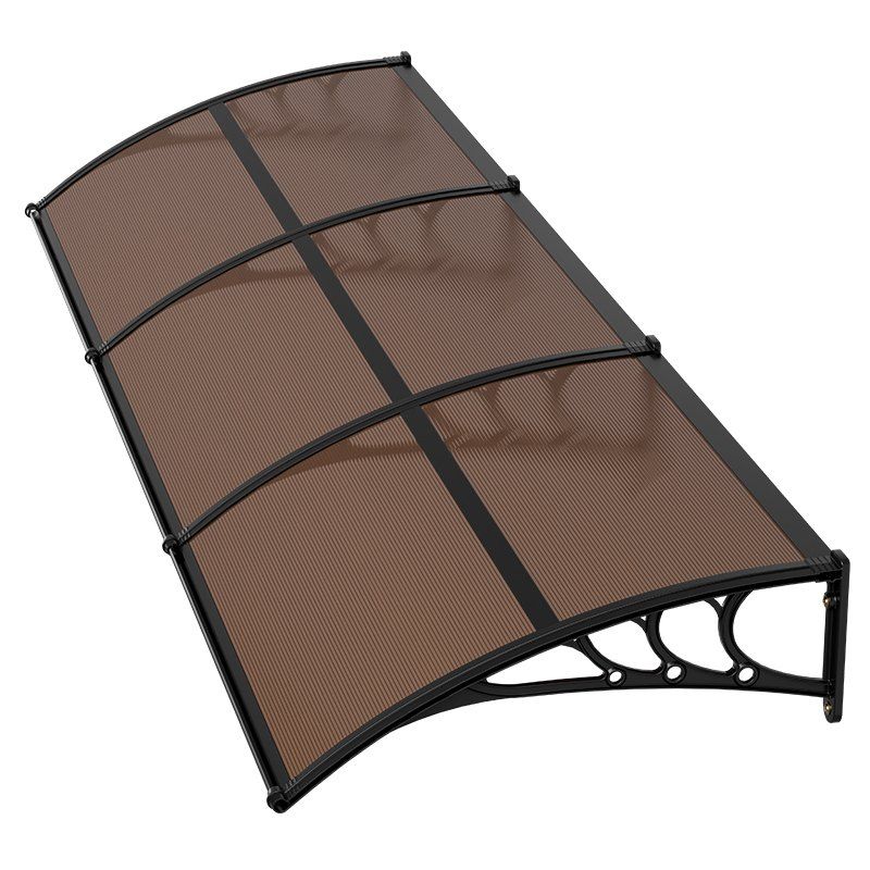 Awnings for Door Entrance, 965 x 2957 mm, Exterior Front Door Window Awnings with Drainage &amp; ABS Bracket, Rain Snow Sun Protection, Overhang Polycarbonate Door Canopy for Porch Patio, Brown