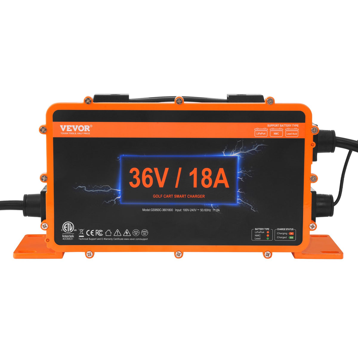 VEVOR 18 AMP Golf Cart Smart Battery Charger for EZGO D-Style IP67 ETL