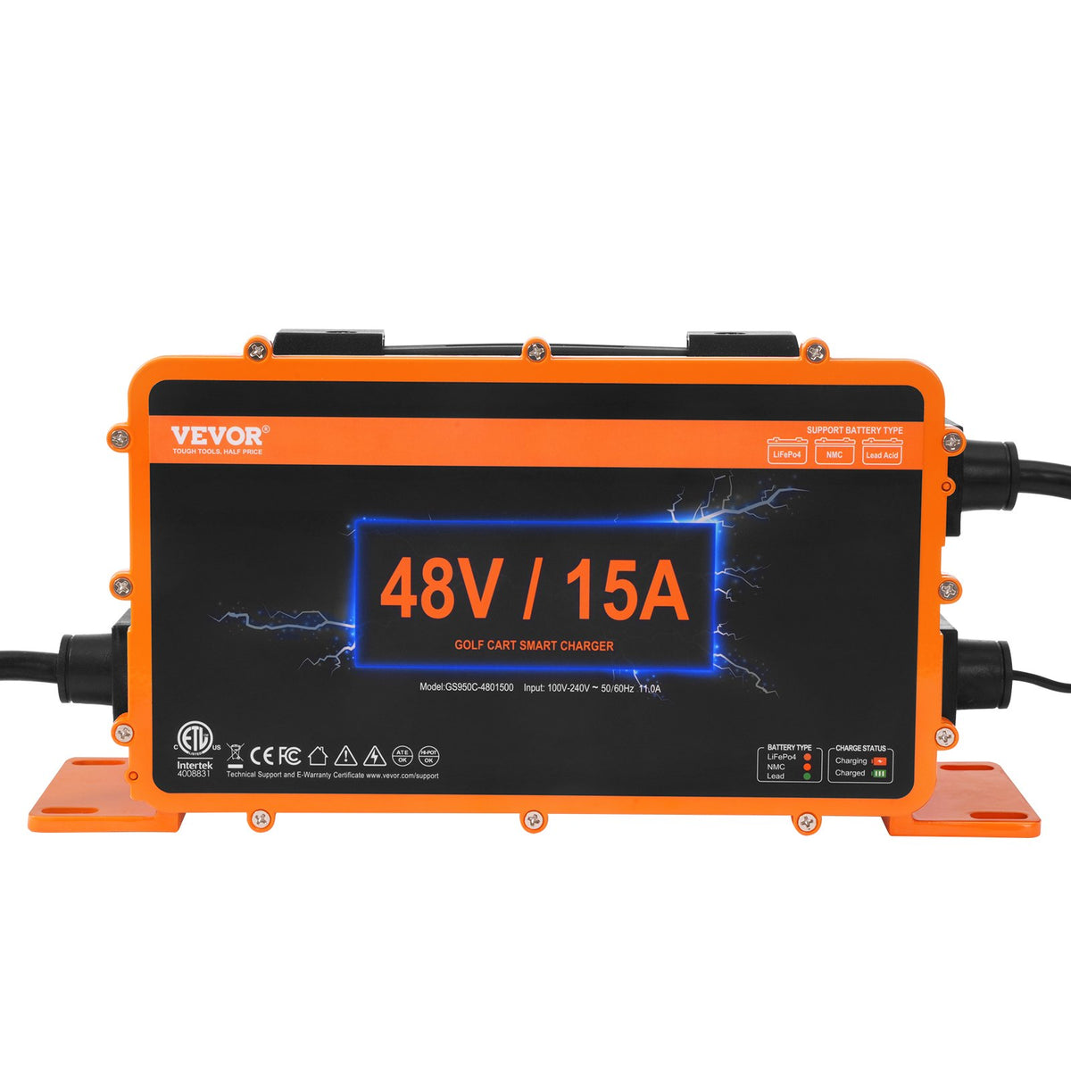 VEVOR 15 AMP Golf Cart Smart Battery Charger for EZGO TXT RXV IP67 ETL
