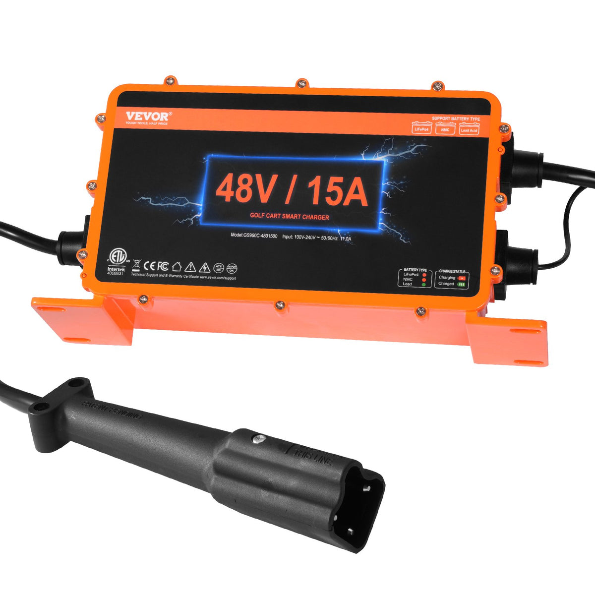 VEVOR 15 AMP Golf Cart Smart Battery Charger for Yamaha G29 Plug IP67