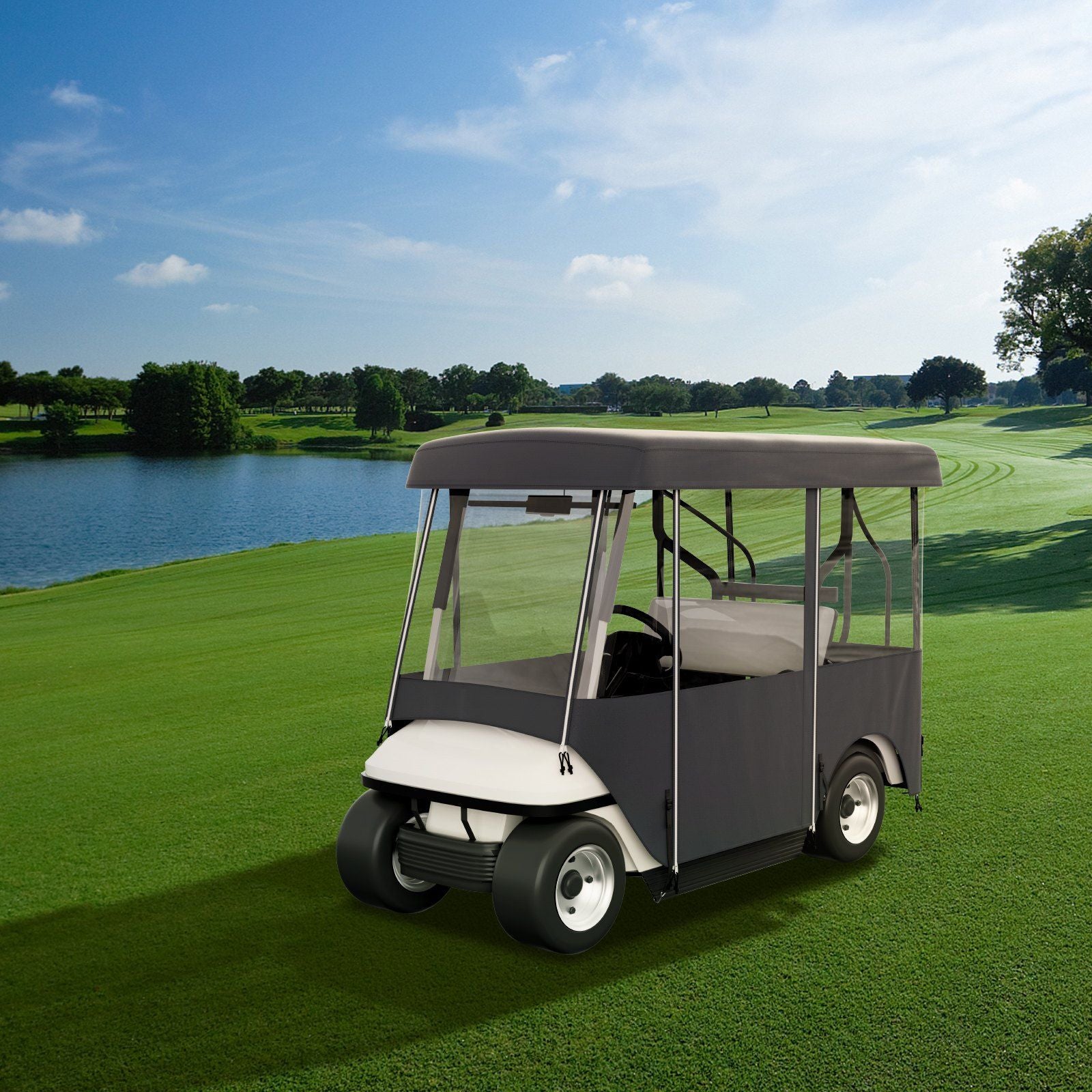 Golf Cart Enclosure, Polyester Driving Enclosure, Club Car Covers Universal Fits for 2+2 Passenger Golf Carts, Sunproof and Dustproof Outdoor Cart Cover