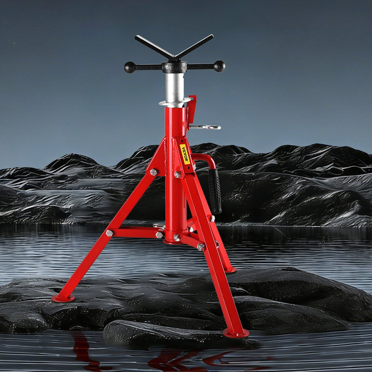 V Head Pipe Stand 0.32 - 30.48 cm Capacity, Adjustable Height 610mm-1067mm, Pipe Jack Stands 1134kg Load Capacity, Portable Folding Pipe Stands, Carbon Steel Body for Enhanced Durability