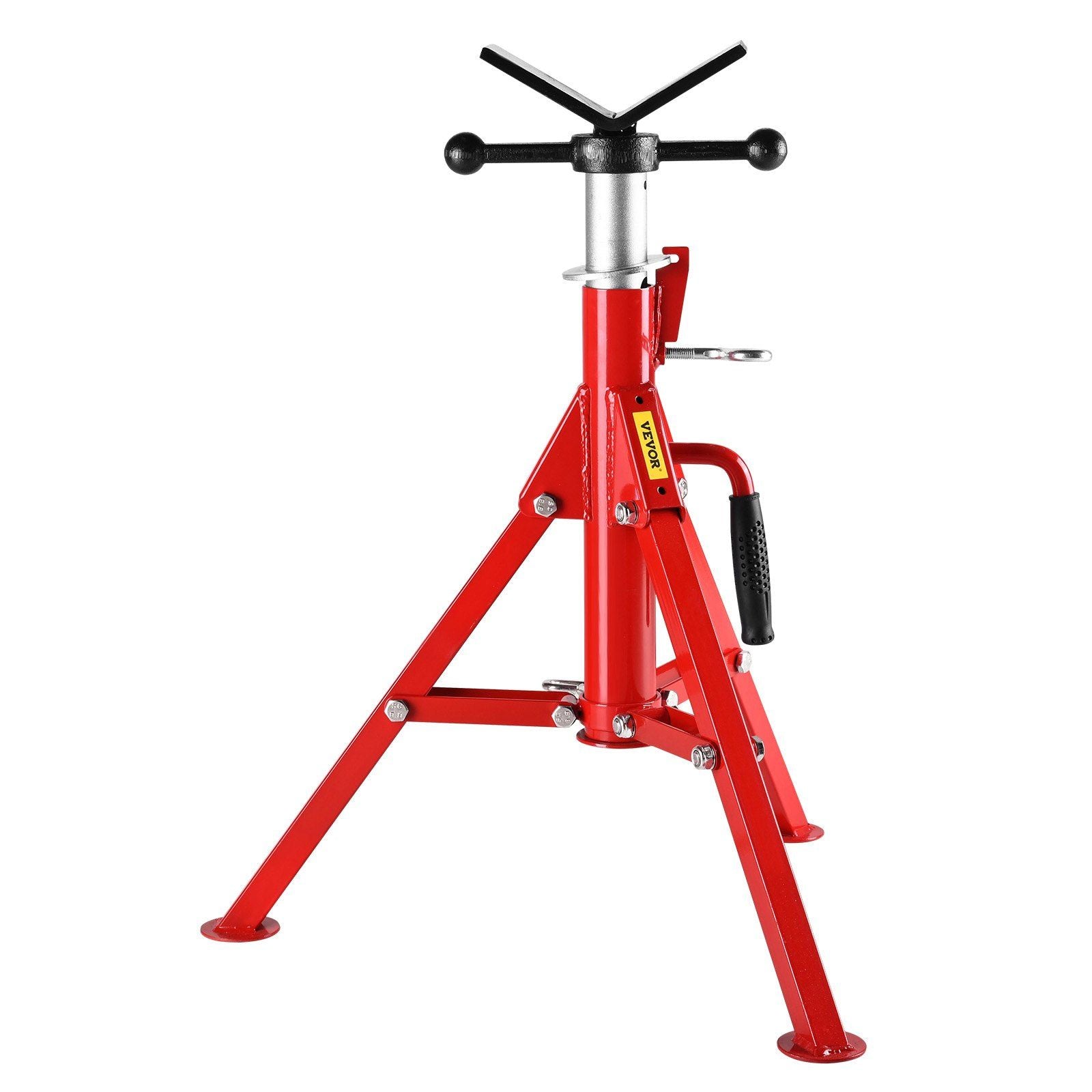 V Head Pipe Stand 0.32 - 30.48 cm Capacity, Adjustable Height 610mm-1067mm, Pipe Jack Stands 1134kg Load Capacity, Portable Folding Pipe Stands, Carbon Steel Body for Enhanced Durability