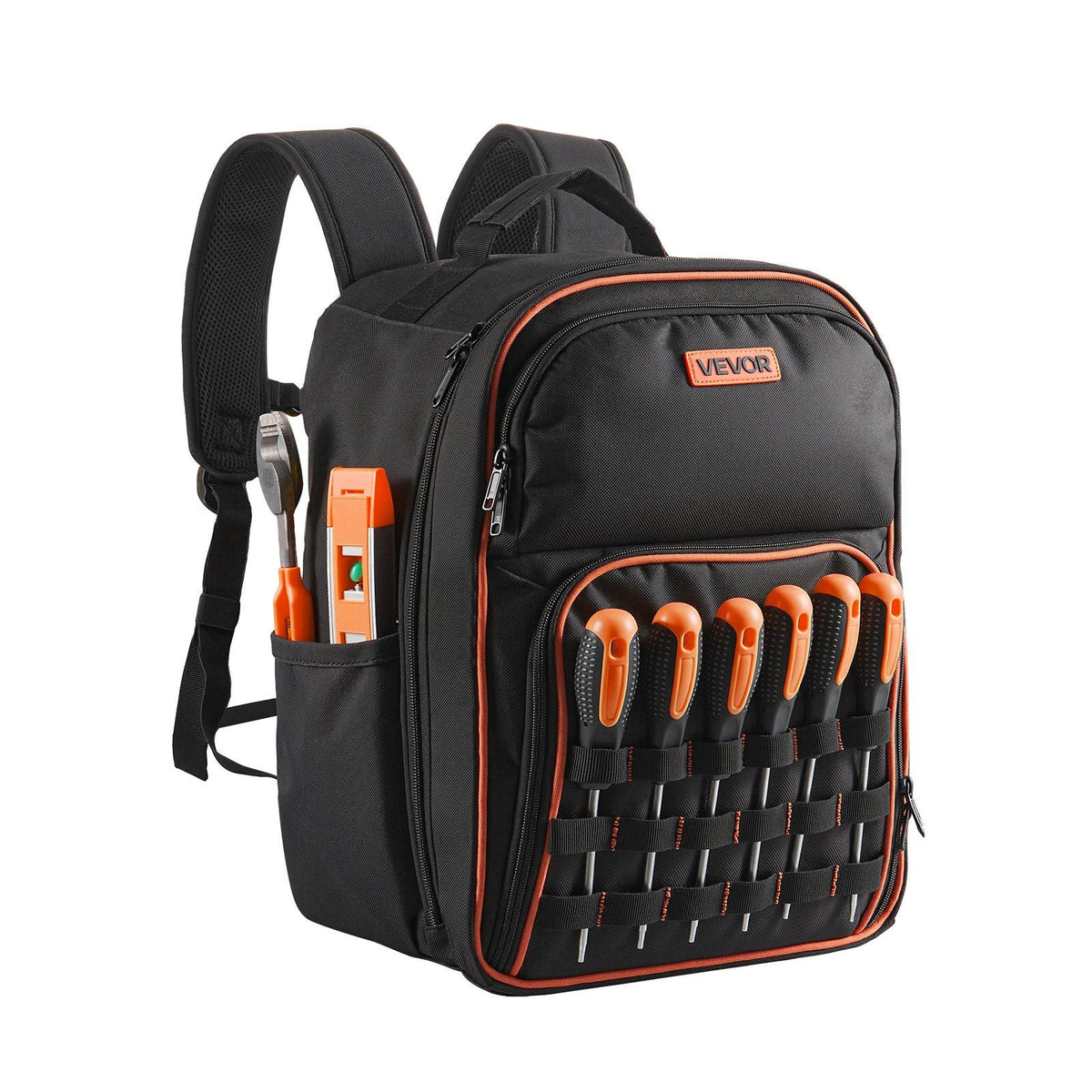 Tool Backpack, 49 Pockets, Heavy-duty Tools Storage Organizer Work Bags with Laptop Compartment &amp; Reinforced Fabric Base, Electrician Jobsite Backpack for Electrician, Repairman