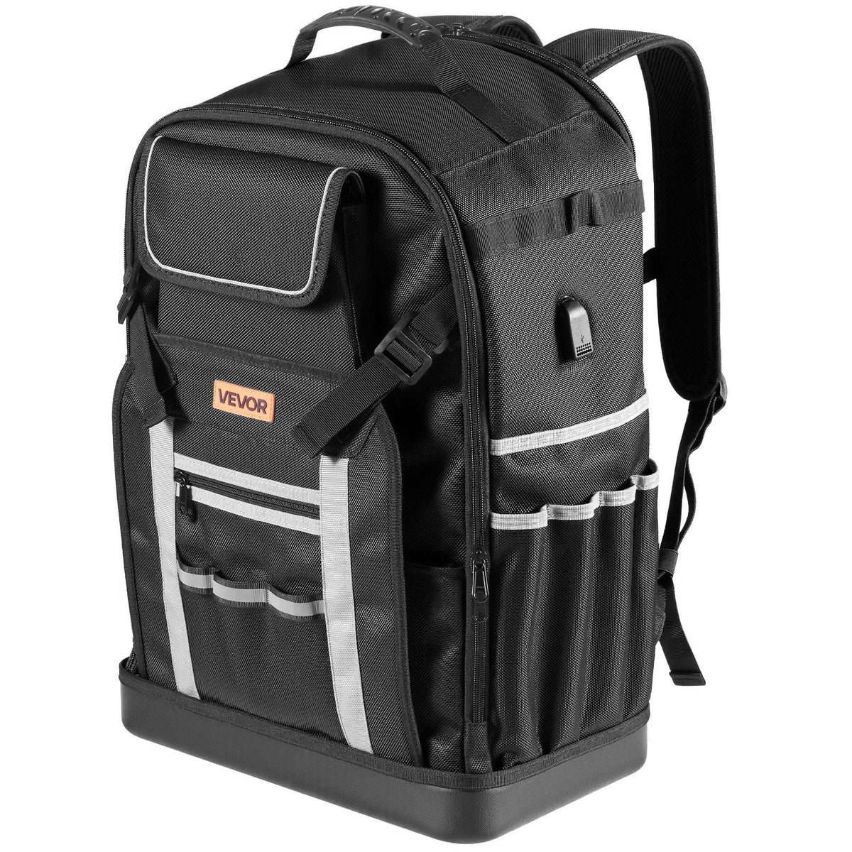 Tool Backpack, 56 Pockets, Heavy-duty Tools Storage Organizer Bags with Molded Base, Electrician Jobsite Backpack for Construction Jobsite, Electrician, Industrial, Repairman, and HVAC Techs