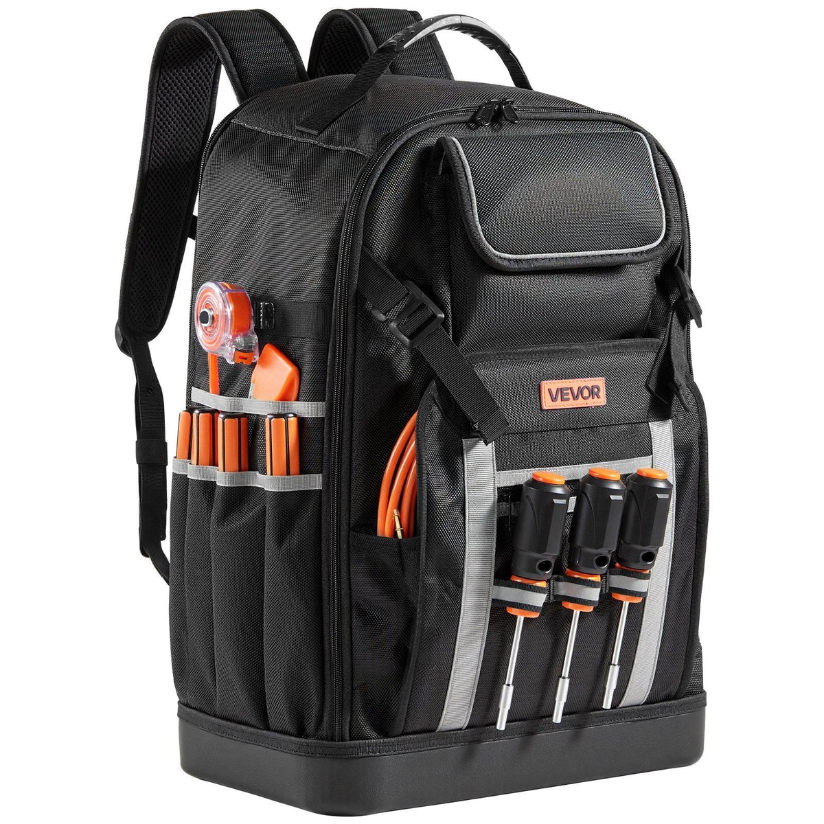 Tool Backpack, 56 Pockets, Heavy-duty Tools Storage Organizer Bags with Molded Base, Electrician Jobsite Backpack for Construction Jobsite, Electrician, Industrial, Repairman, and HVAC Techs