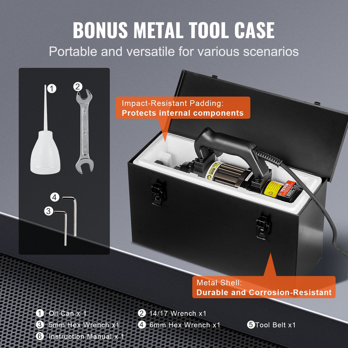 VEVOR Electric Hydraulic Rebar Cutter, 1000W Portable Rebar Cutter, Cutting up to 5/8 Inch (4-16mm) #5 Rebar within 2 Seconds, High Power Steel Rebar Cutter with Oil Can Rich Accessories,Black RC-16