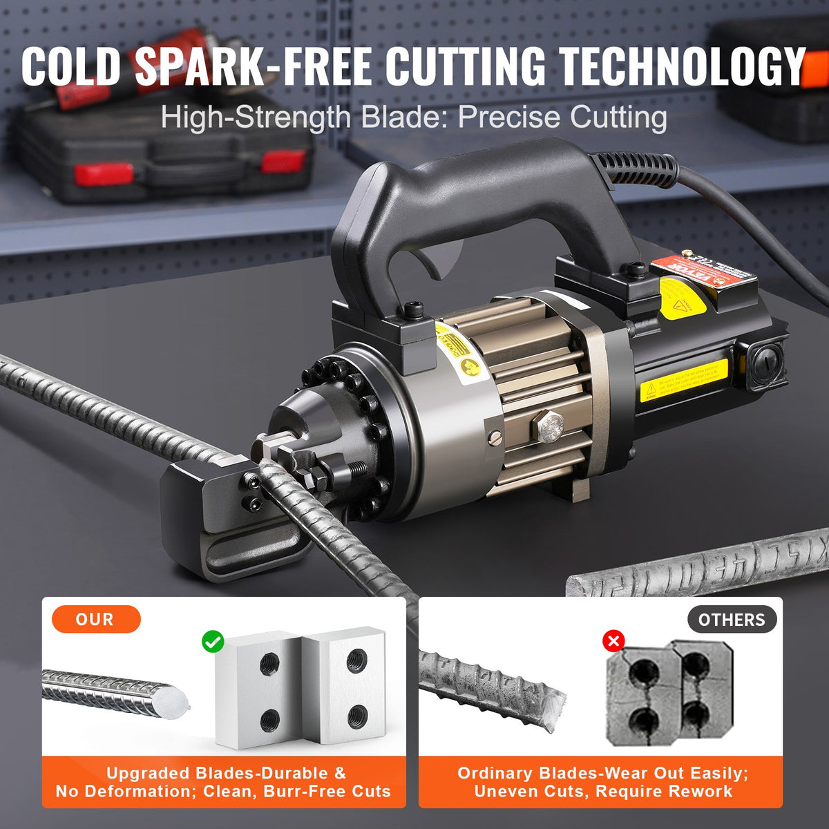 VEVOR Electric Hydraulic Rebar Cutter, 1000W Portable Rebar Cutter, Cutting up to 5/8 Inch (4-16mm) #5 Rebar within 2 Seconds, High Power Steel Rebar Cutter with Oil Can Rich Accessories,Black RC-16