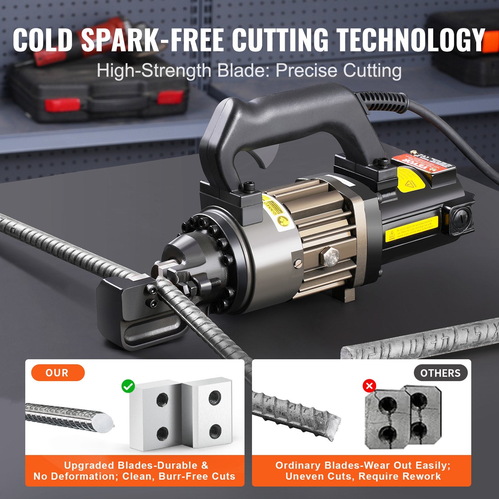 VEVOR Electric Hydraulic Rebar Cutter, 1000W Portable Rebar Cutter, Cutting up to 5/8 Inch (4-16mm) #5 Rebar within 2 Seconds, High Power Steel Rebar Cutter with Oil Can Rich Accessories,Black RC-16