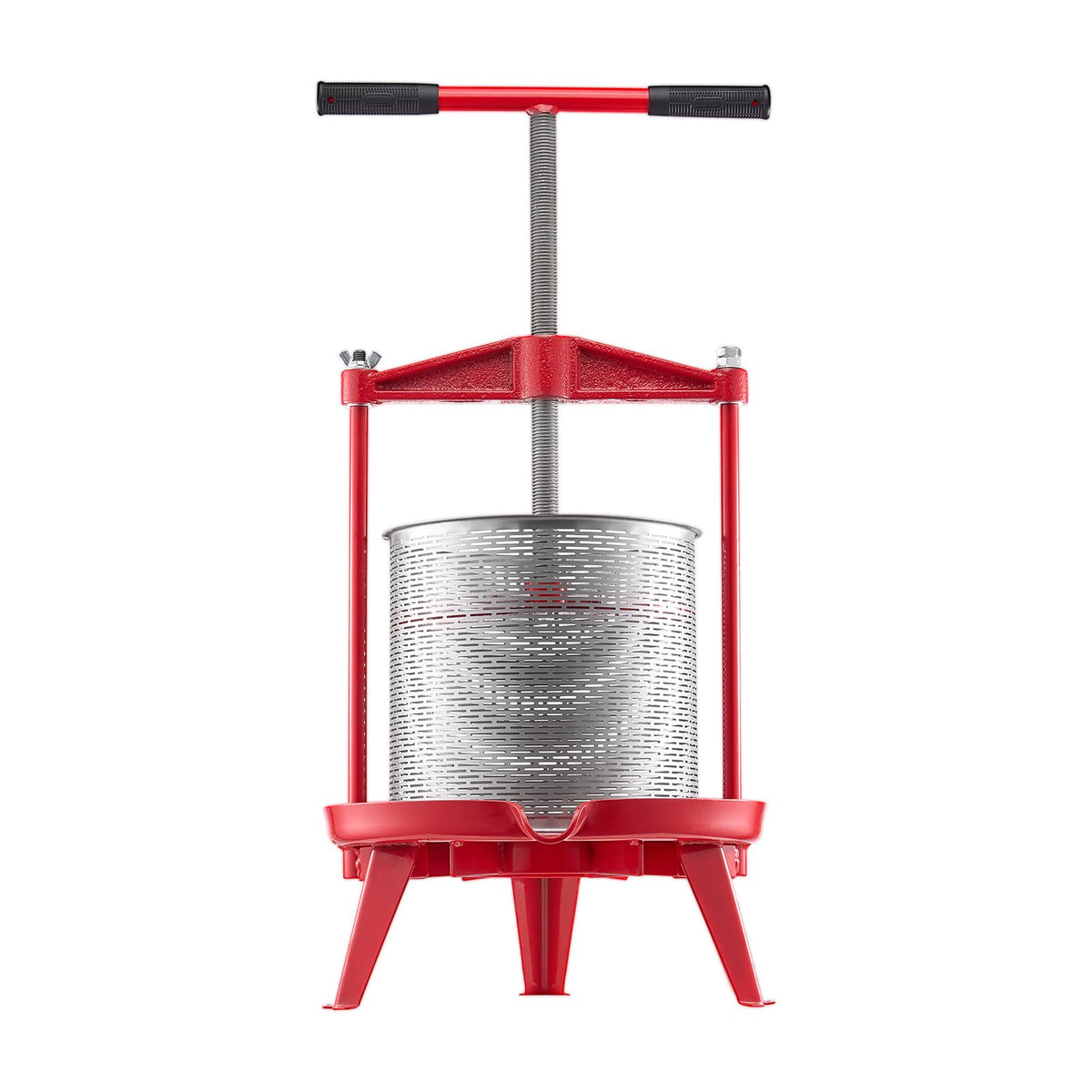 VEVOR 3.69 Gal/14L Fruit Wine Press, Stainless Steel Basket with Cross-beam and Triangular Structure, Manual Juice Maker, Cider Apple Grape Tincture Making Press with T-Handle for Kitchen Home