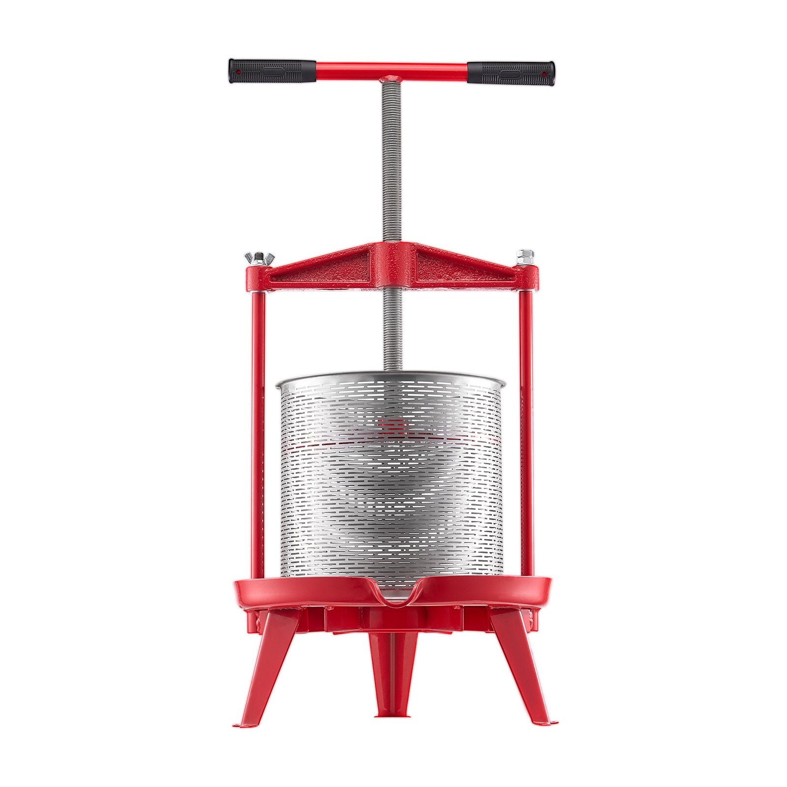 VEVOR 3.69 Gal/14L Fruit Wine Press, Stainless Steel Basket with Cross-beam and Triangular Structure, Manual Juice Maker, Cider Apple Grape Tincture Making Press with T-Handle for Kitchen Home