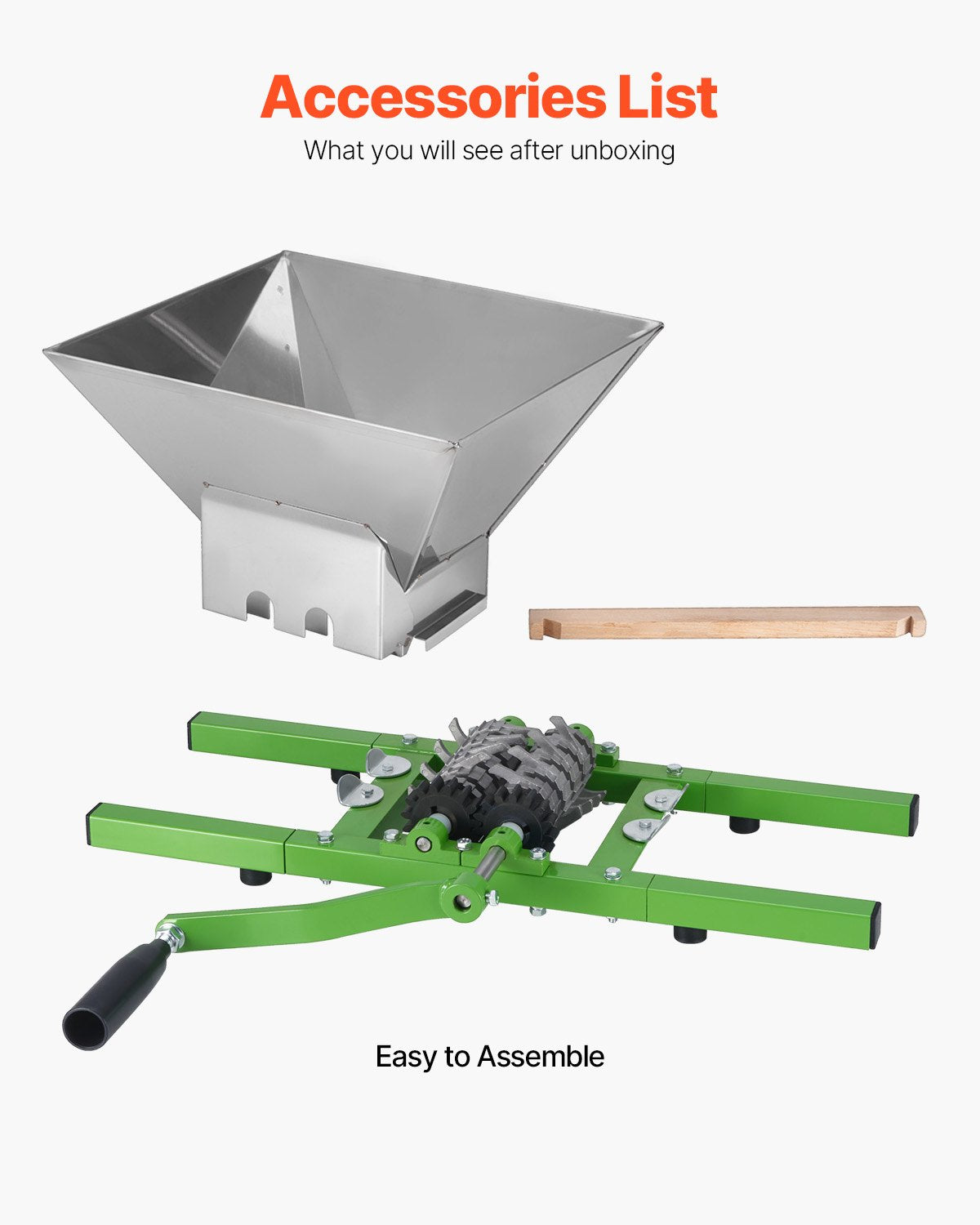 VEVOR 1.8 Gal/7L Fruit and Apple Crusher, Large Manual Grinder, Stainless Steel Fruit Scratter Pulper for Wine Cider Apple Grape Pressing, with Roller Handle for Kitchen Home, Green