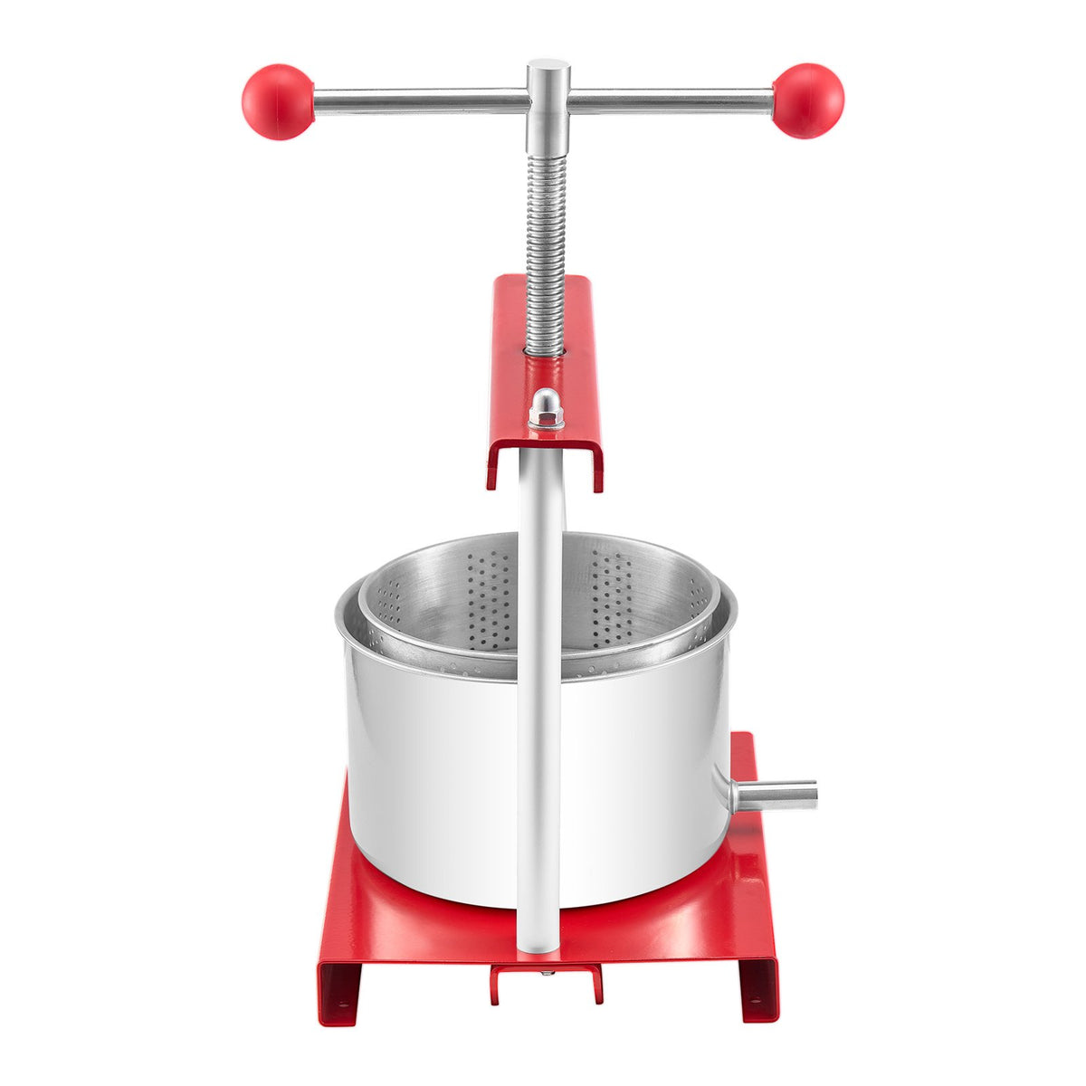 VEVOR 0.8 Gal/3L Fruit Wine Press, 2 Stainless Steel Barrels, Manual Juice Maker, Cider Apple Grape Tincture Honey Olive Oil Making Press with T-Handle for Outdoor Kitchen Home