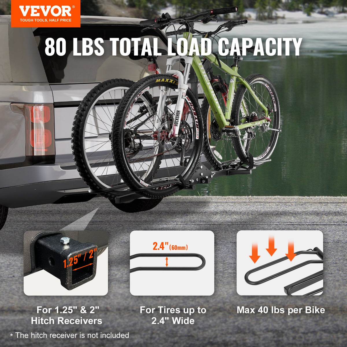 VEVOR 2-Bike Rack Hitch Mount Folding Carrier Car Truck SUV 1.25