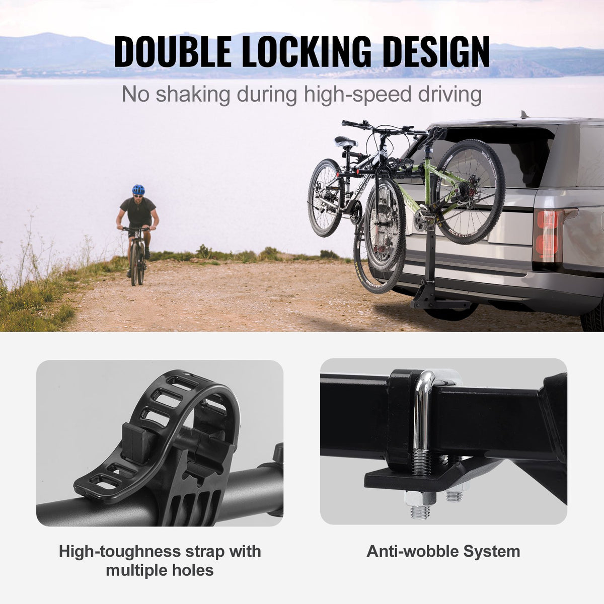 VEVOR 4 Bike Rack Hitch Mount Folding Swing Down Bicycle Carrier Car Truck SUV 150 lbs