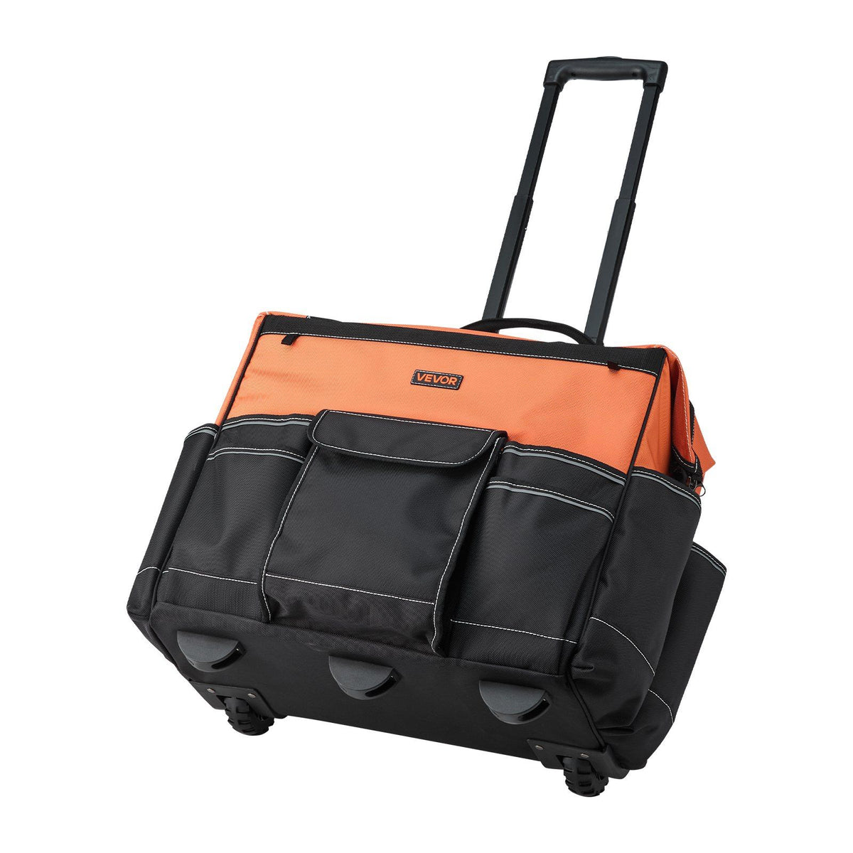 Rolling Tool Bag, 110 lbs Load Capacity, 27 Pockets Heavy Duty Roller Tool Bag on Wheels, Adjustable Telescoping Handle & Stable Base, Toolbag Organizers with Wheels for Construction, Mechanic