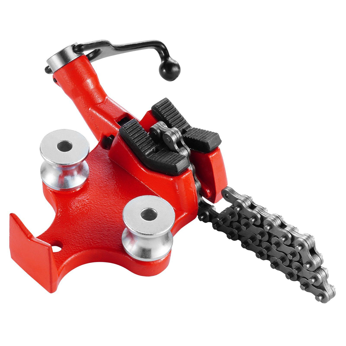 Heavy-Duty Pipe Chain Vise, 1/8" - 5" Pipe Capacity, 26" Rugged Chain & Cast Iron Base, Hitch Mount Vise Plate Holder With Adjustable Height - Fits 2 inch x 2 inch Receiver