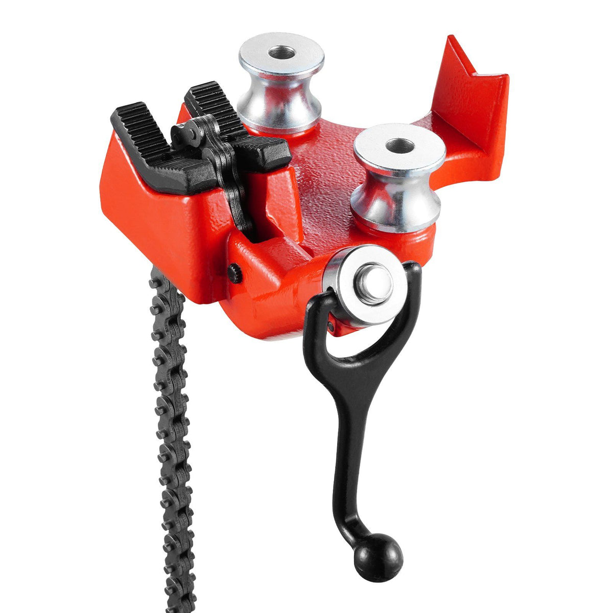 Heavy-Duty Pipe Chain Vise, 1/8" - 5" Pipe Capacity, 26" Rugged Chain & Cast Iron Base, Hitch Mount Vise Plate Holder With Adjustable Height - Fits 2 inch x 2 inch Receiver