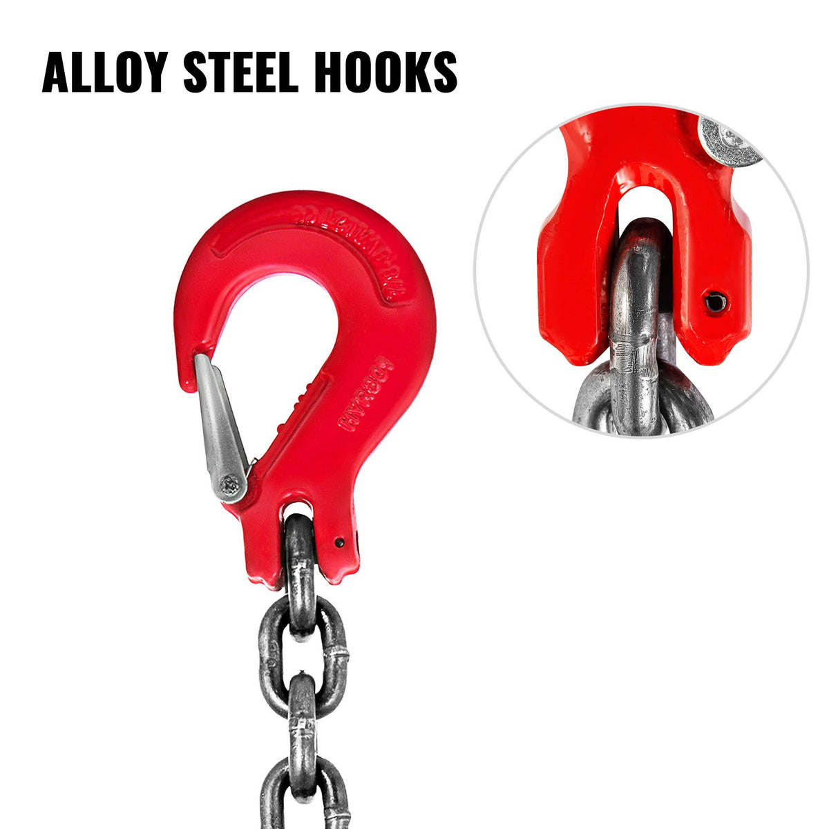 VEVOR Chain Sling, 8 mm x 1m Lifting Chains with Hooks, G80 Engine Chain Hoist Lifts, 5 Ton Load Capacity Lifting Sling Chains for Engine Hoist, Engine Lift Chain with 4 Leg Grab Hooks Heavy Duty