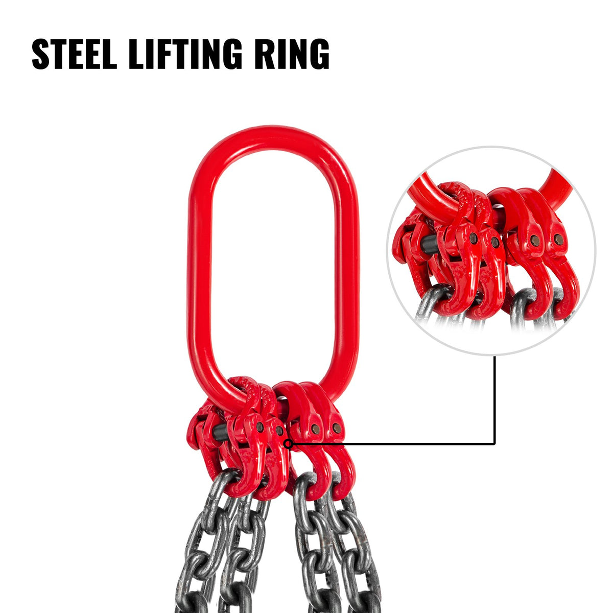 VEVOR Chain Sling, 8 mm x 1m Lifting Chains with Hooks, G80 Engine Chain Hoist Lifts, 5 Ton Load Capacity Lifting Sling Chains for Engine Hoist, Engine Lift Chain with 4 Leg Grab Hooks Heavy Duty