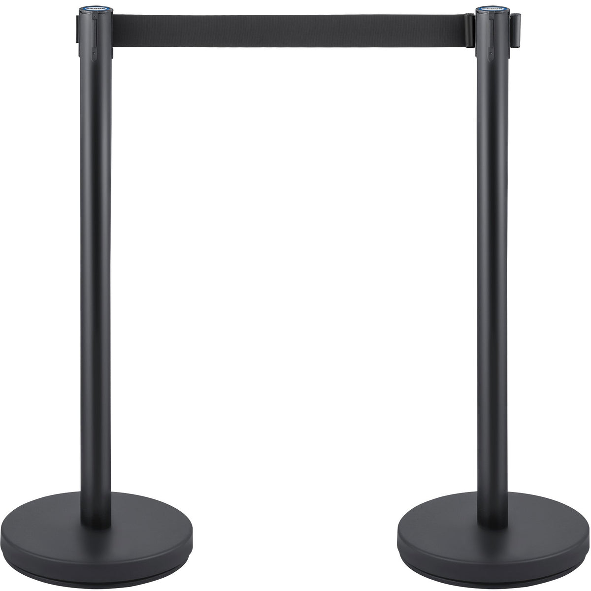 VEVOR Crowd Control Stanchion, Set of 6 Pieces Stanchion Set, Stanchion Set with 6.6 ft/2 m Black Retractable Belt, Black Crowd Control Barrier with Concrete and Metal Base – Easy Connect Assembly
