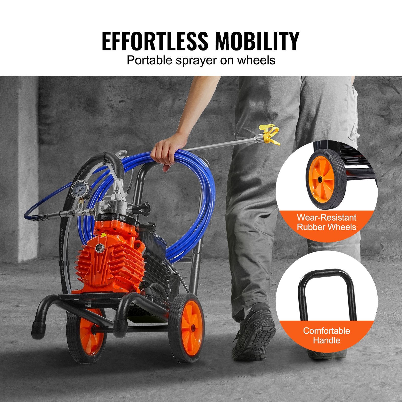 VEVOR Cart Airless Paint Sprayer Diaphragm Paint Airless Sprayer 900W Electric