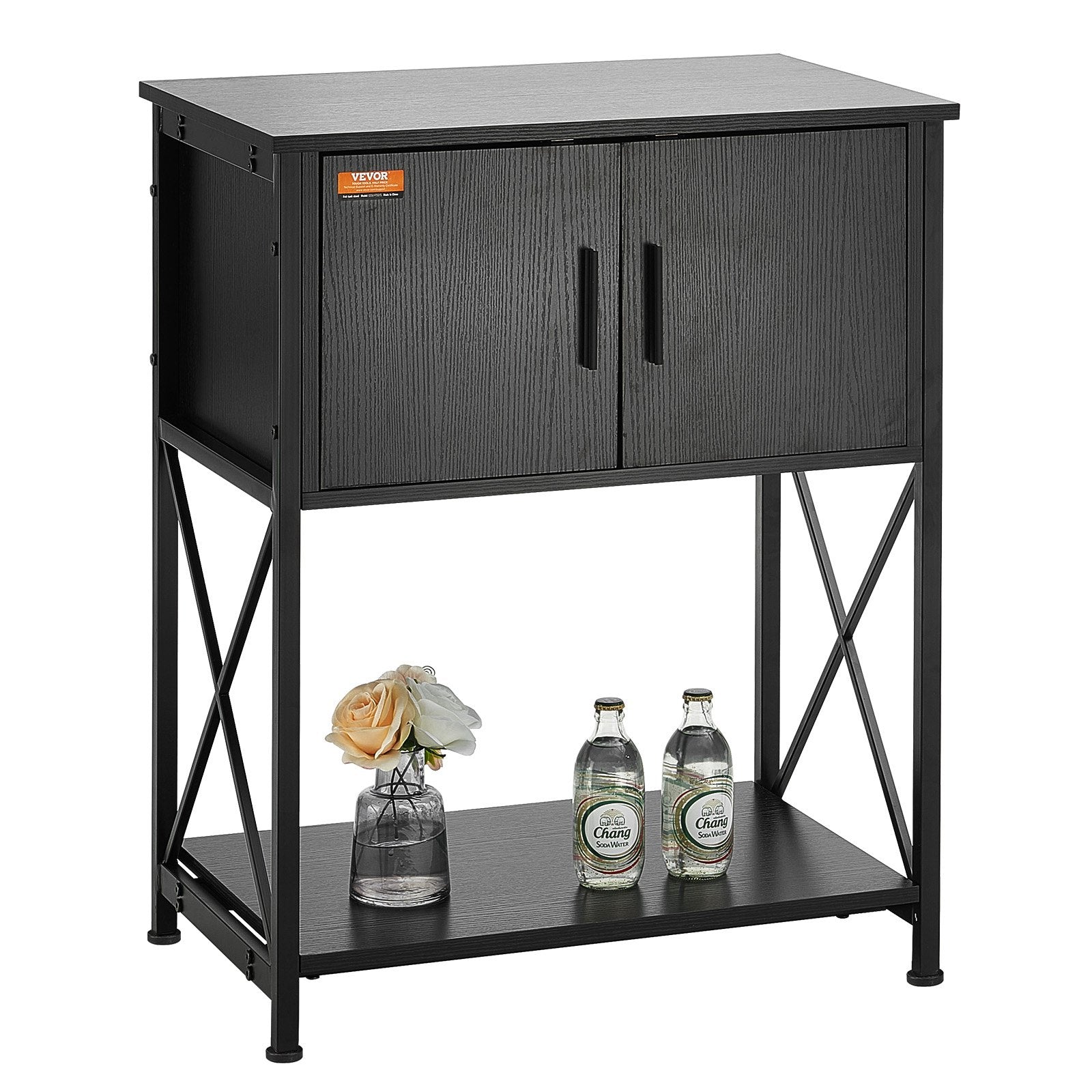 VEVOR Aquarium Stand, 20 Gallon Fish Tank Stand, 25.6 x 16.5 x 31.9 in Steel and MDF Turtle Tank Stand, 167.6 lbs Load Capacity, Reptile Tank Stand with Storage Cabinet and Embedded Power Panel, Black