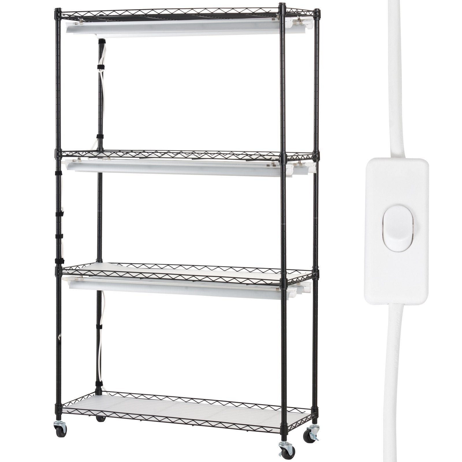 VEVOR Plant Stand with Grow Lights 4 Tiers 180W 150 cm Tall Plant Grow Shelf