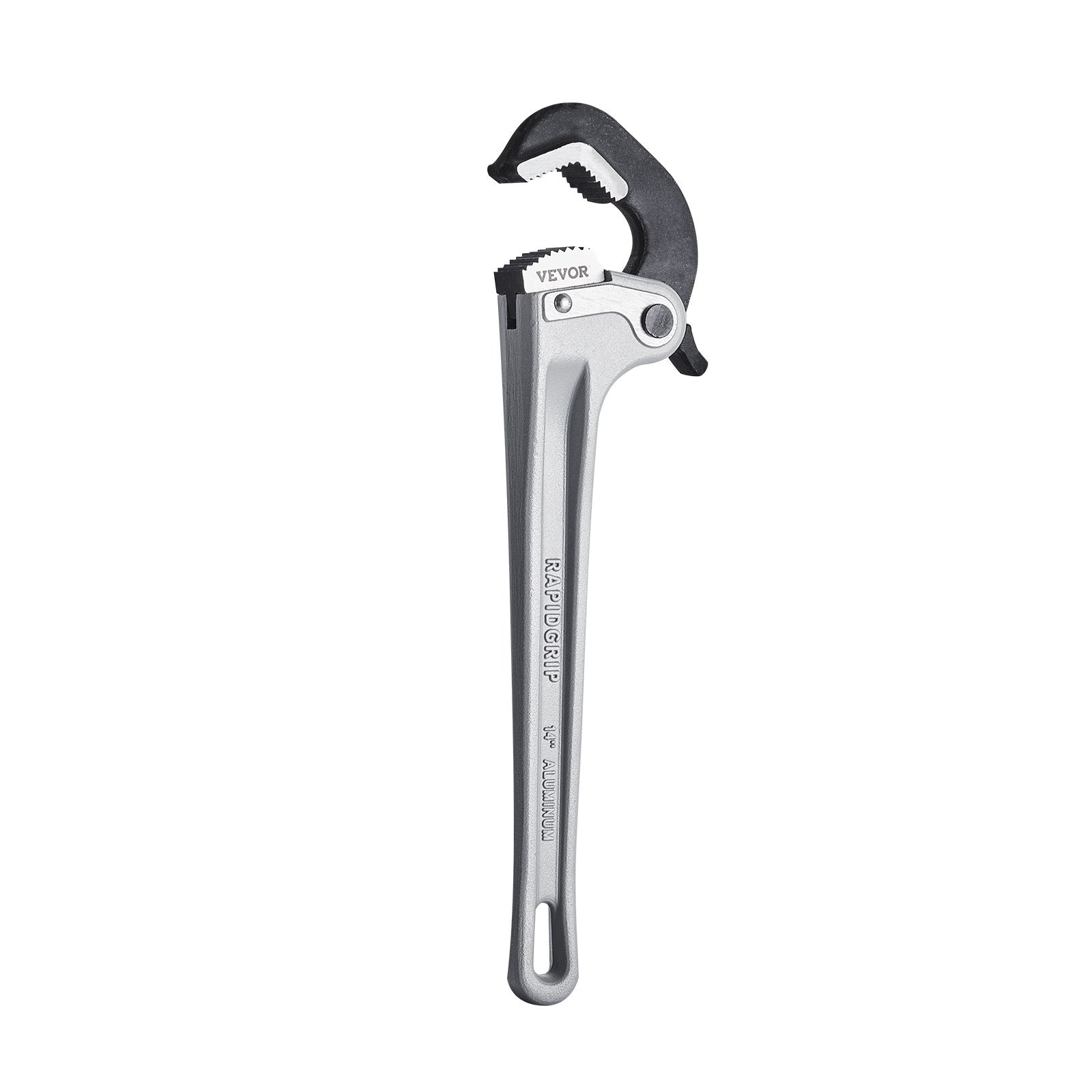 VEVOR Pipe Wrench, 14" Aluminum Straight Pipe Wrench, Automatic Jaw Adjustment, Adjustable Plumbing Wrench, Easy to Carry, Ergonomic Handle, Hangable Design, for Water Pipes, Automotive Repairs