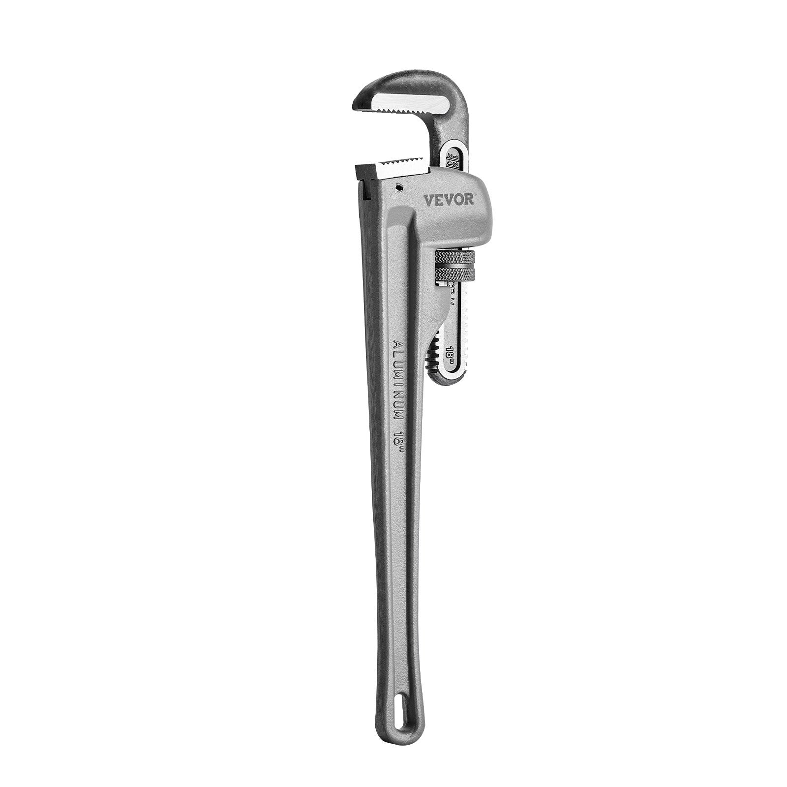 VEVOR Pipe Wrench, 18" Aluminum Straight Pipe Wrench, Adjustable Plumbing Wrench, with High Strength Jaw and Ergonomic Handle, Easy to Carry, Hangable Design, for Water Pipes, Automotive Repairs