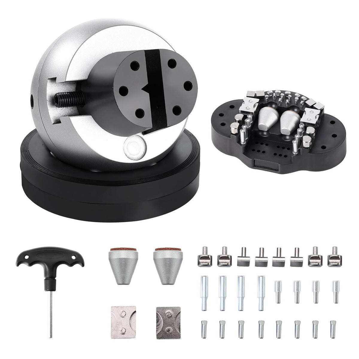 VEVOR Engraving Block 5 inch Ball Vise Setting Jewelry Ball Vise Engraving with 34PCS Attachment and Rubber Base