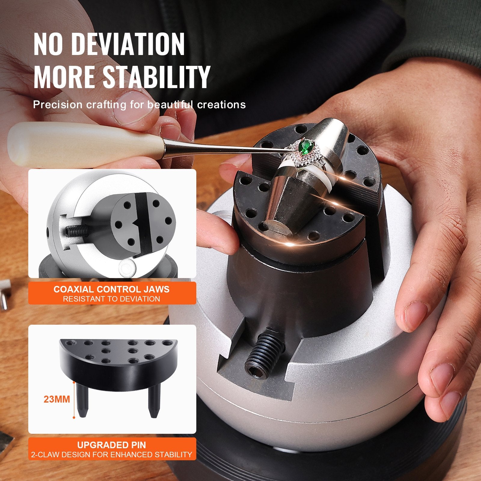 VEVOR Engraving Block 5 inch Ball Vise Setting Jewelry Ball Vise Engraving with 34PCS Attachment and Rubber Base