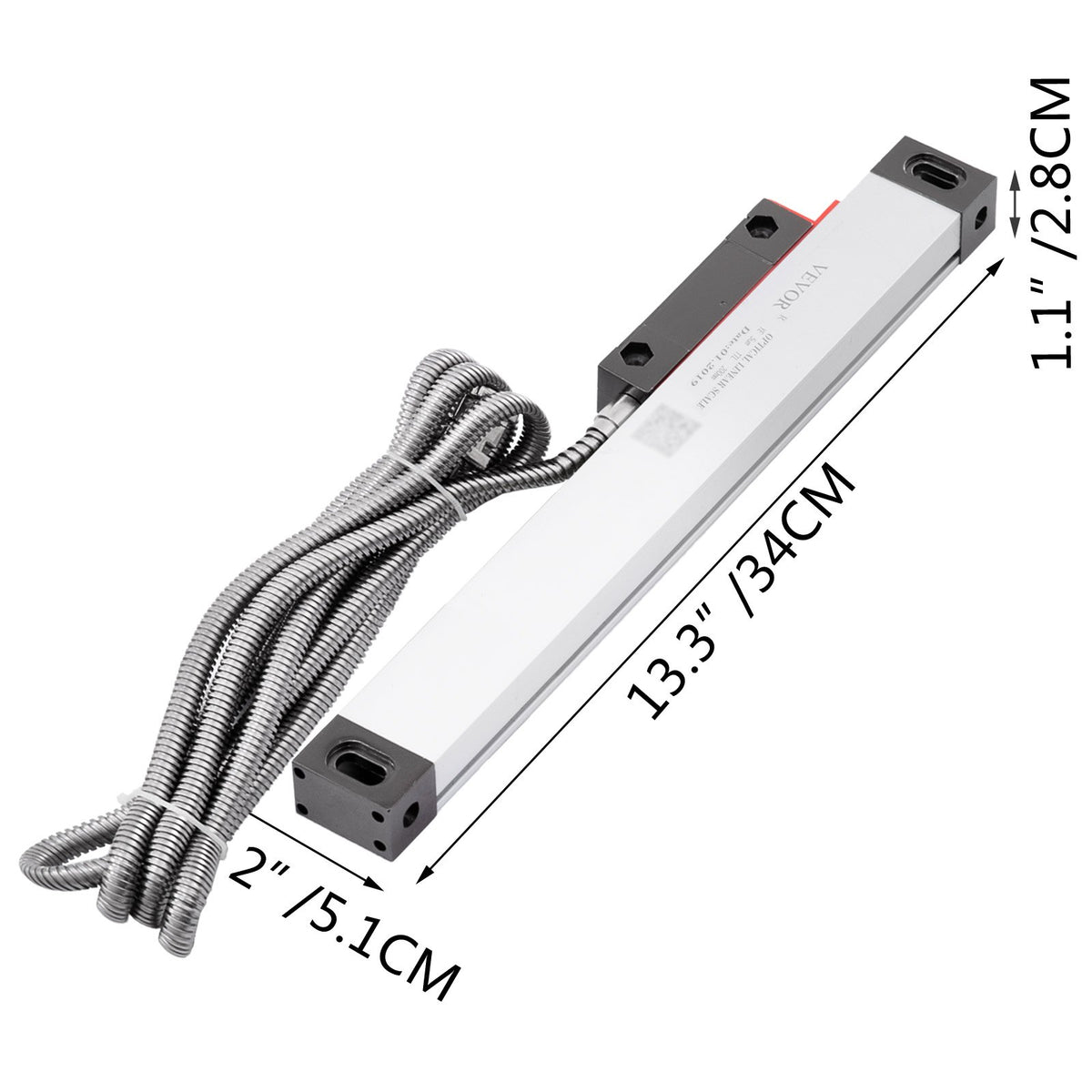 VEVOR 1 Axis Lathe Linear Scale 200mm with Accuracy 0.0002" Optical Length Precision Linear Scale Aluminum Body for Mill Milling Lathe Machine with Accessories (200mm(8"))