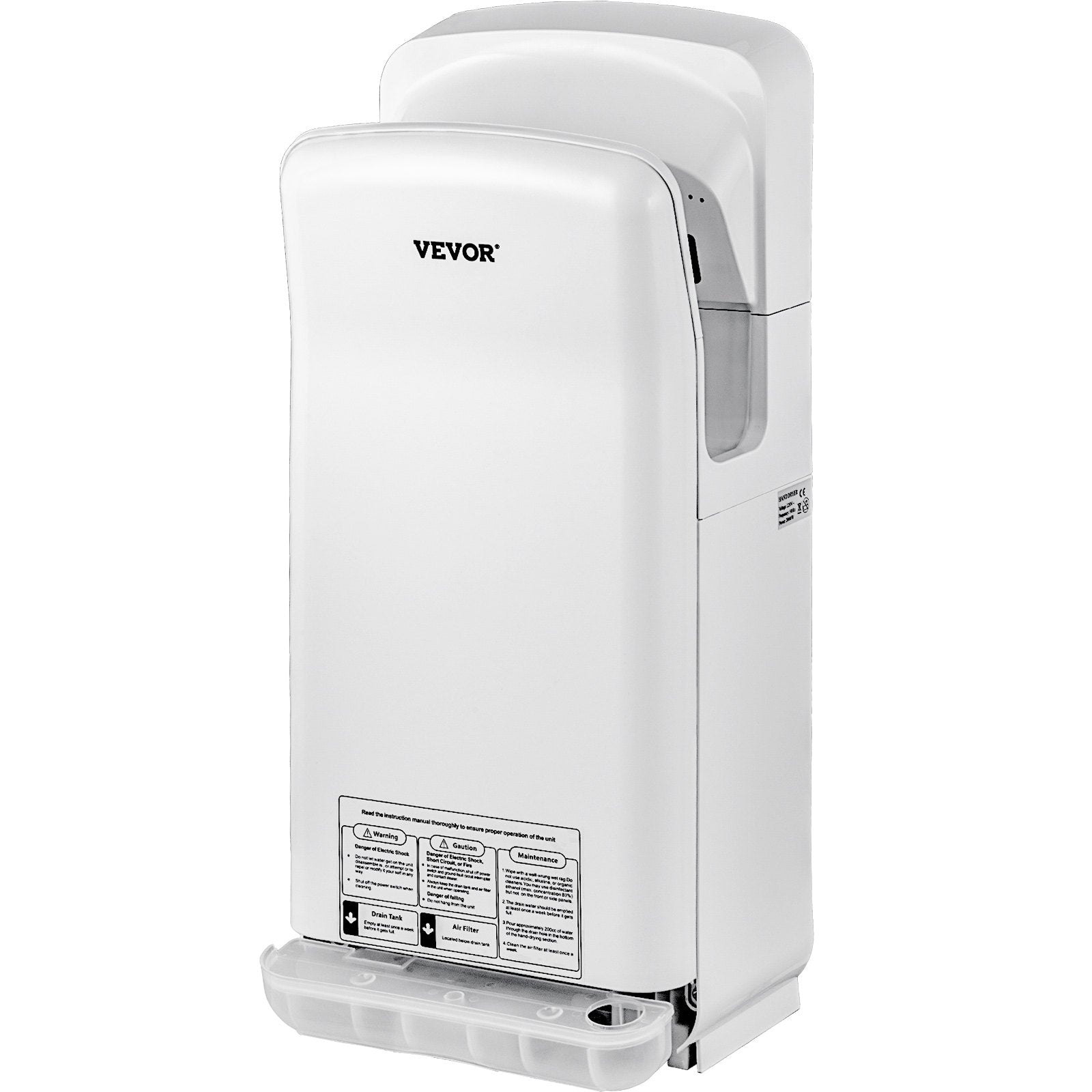 VEVOR Jet Hand Dryer Blade Hand Dryer Automatic High Speed for Washroom White