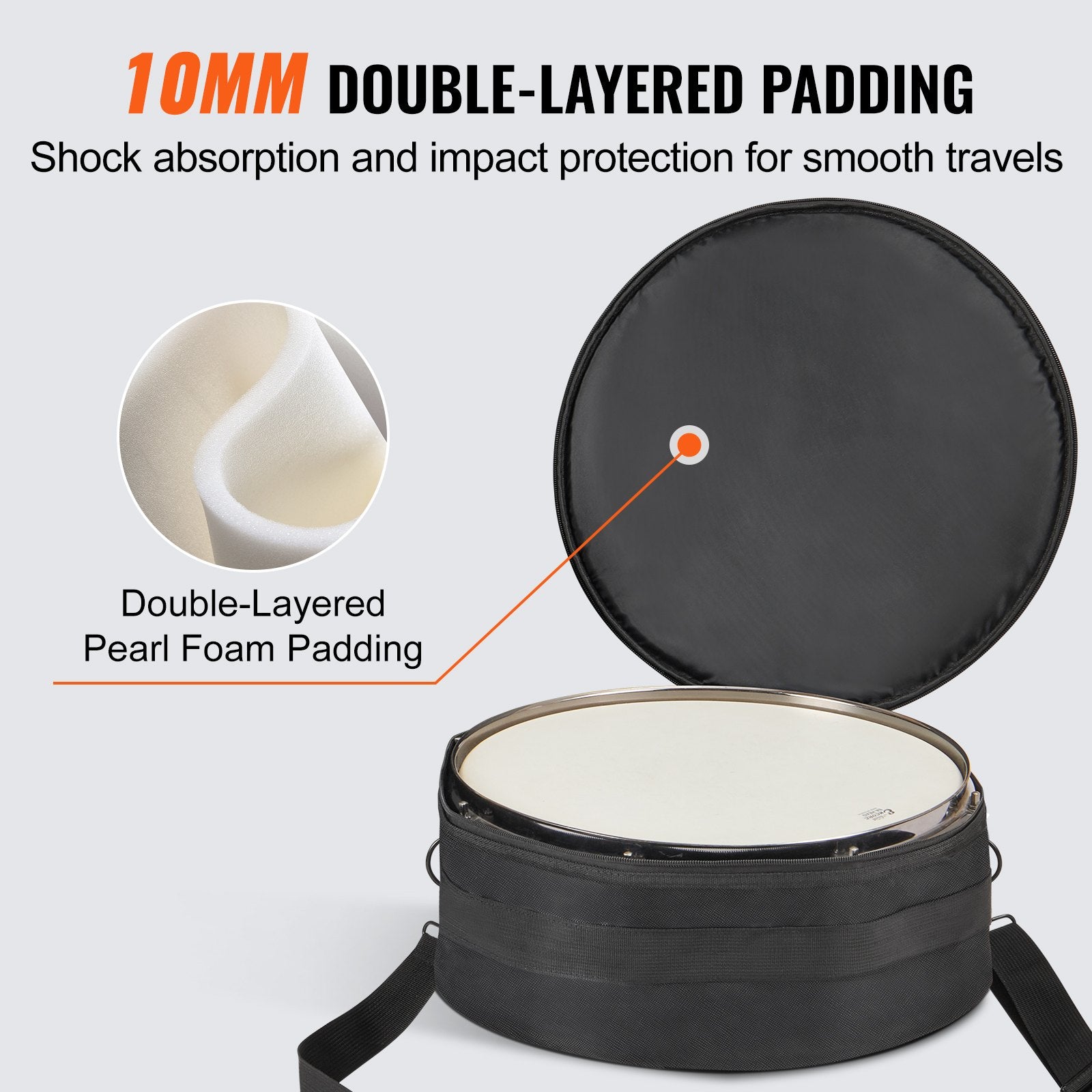 VEVOR 5-Piece Drum Bag Set, 1680D Oxford Fabric, Padded Drum Bags and Cases with 4.92 ft Detachable Shoulder Strap Carry Handles Foldable Design, for 55cm Kick 30cm Tom 33cm Tom 40cm Tom 35cm Snare