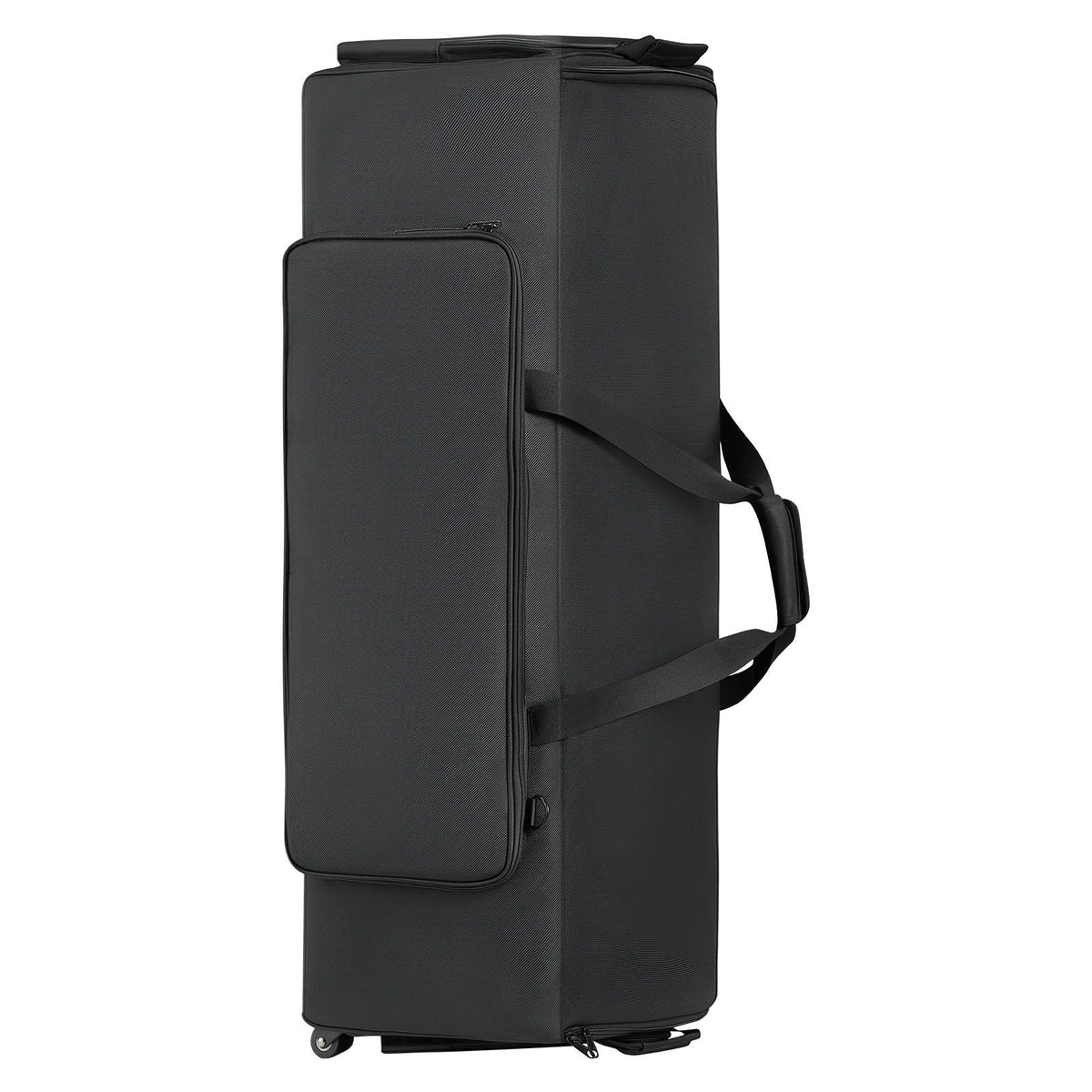 Drum Hardware Bag with Wheels, 1680D, Drum Set Equipment Carry Bag, Carrying Case with Sturdy Handle, Durable Zipper, Smooth PVC Wheels, Multiple Pockets, for Hardware and Stand Accessory, Black