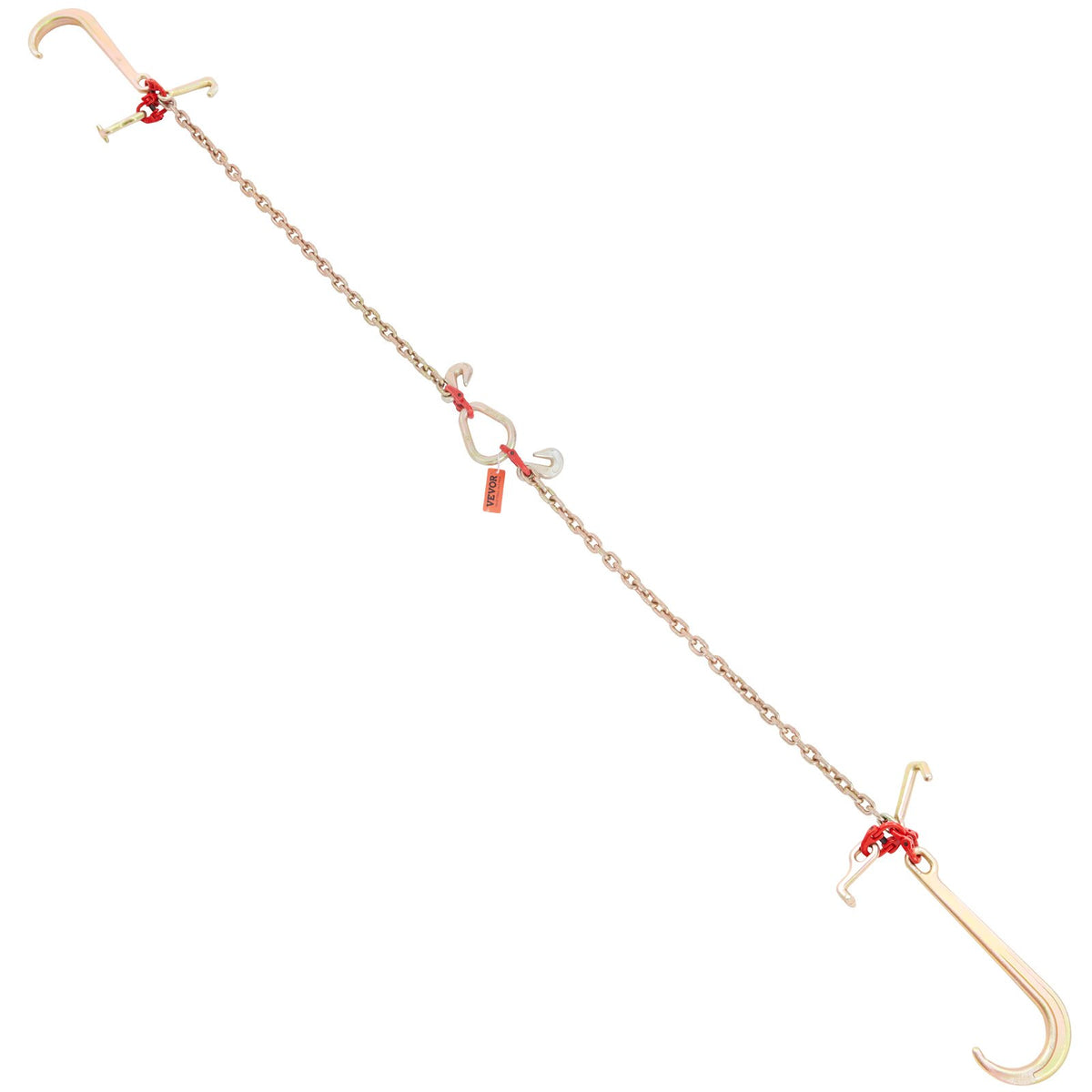 VEVOR V-Chain Bridle, 4364 kg Working Load Limit, 8 x 914.4 mm G80 Tow Chain with RTJ Cluster Hooks, DOT Certified, Galvanized Coating Manganese Steel &amp; D-Shackle, for Lifting &amp; Moving Activities