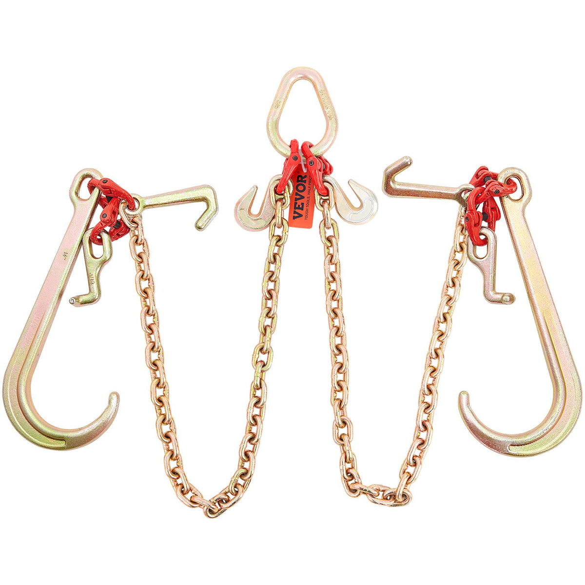 VEVOR V-Chain Bridle, 4364 kg Working Load Limit, 8 x 914.4 mm G80 Tow Chain with RTJ Cluster Hooks, DOT Certified, Galvanized Coating Manganese Steel & D-Shackle, for Lifting & Moving Activities