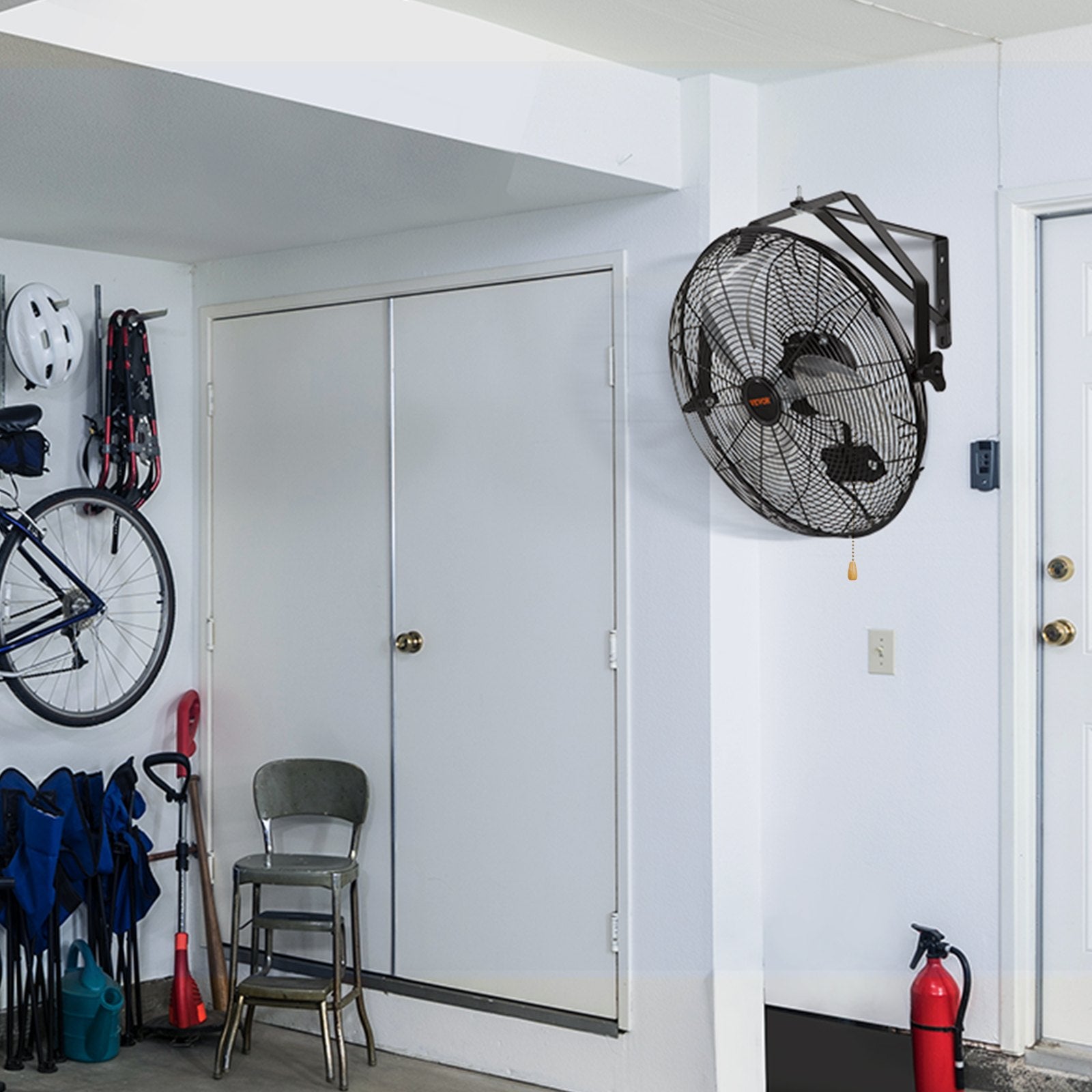 VEVOR Industrial Wall Mount Fan Waterproof Metal Fan 17.6'' 3 Speed Airflow