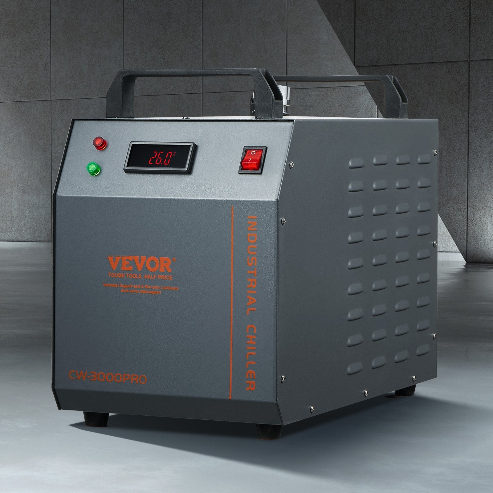 VEVOR Industrial Water Chiller, CW-3000(PRO), 150W Air-Cooled Industrial Water Cooler Cooling System with 12L Water Tank Capacity 18 L/min Max Flow Rate, for Laser Engraving Machine Cooling Machine