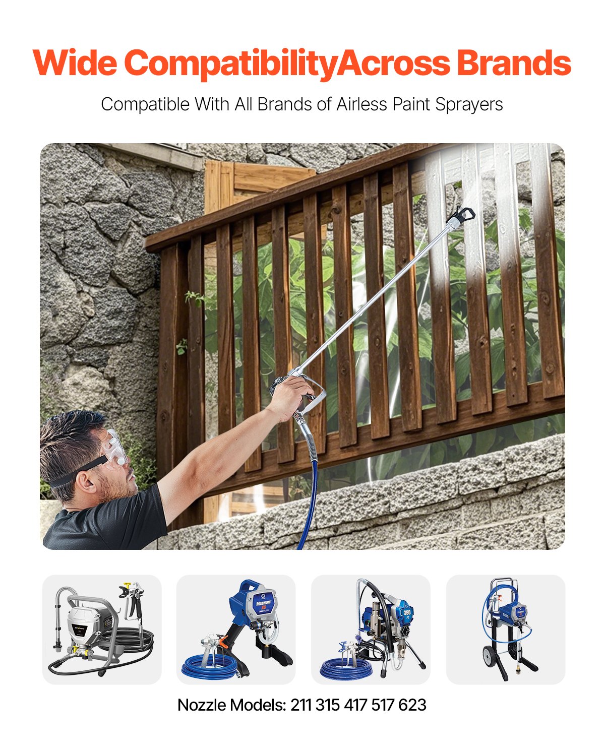 VEVOR Airless Paint Spray Gun and Hose Kit 3600PSI with Extension Rods Filters