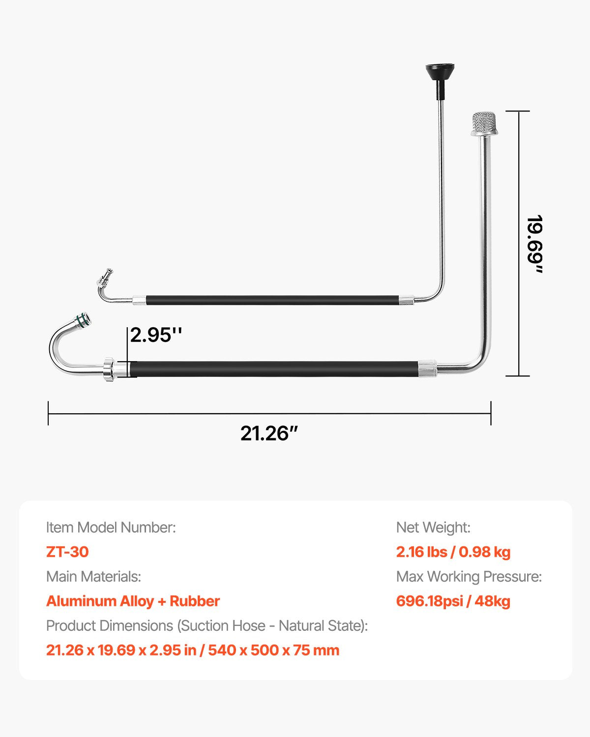VEVOR Suction Hose Tube and Reflux Line Sets Airless Paint Sprayers Tool Part