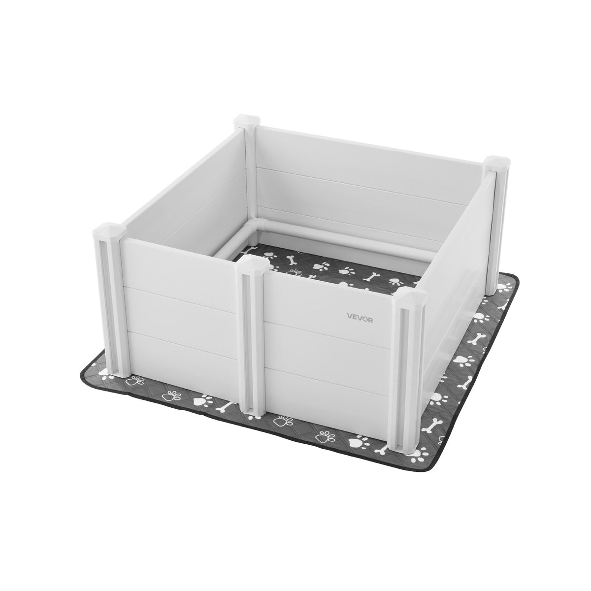 VEVOR Dogs Whelping Box, 980 x 980 x 460 mm, Plastic PVC Puppies Playpen with Height Adjustable Door and Washable Pee Pad, Anti-Deformation Indoor Puppy Play Pen for Medium Breed Dogs, Milk White