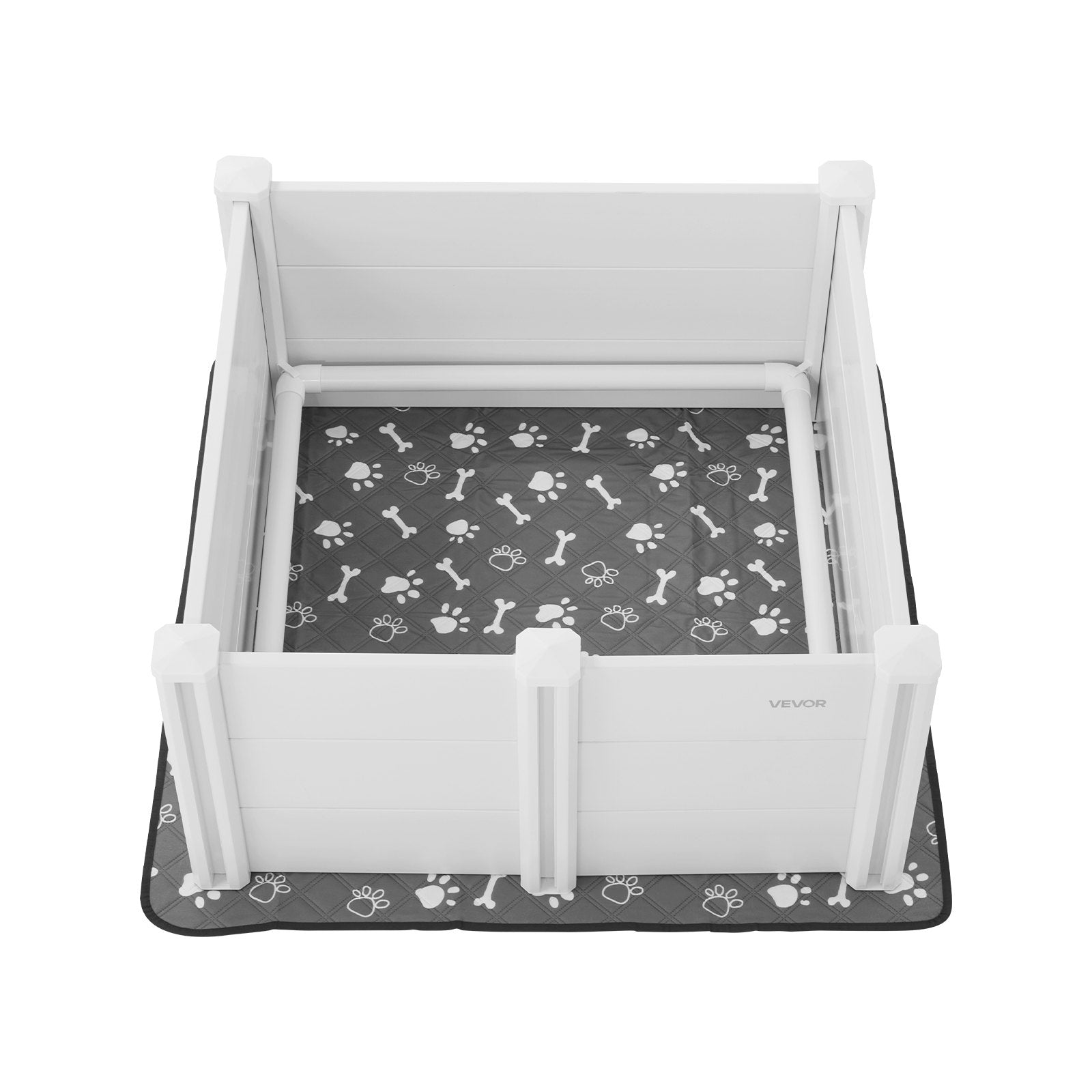VEVOR Dogs Whelping Box, 980 x 980 x 460 mm, Plastic PVC Puppies Playpen with Height Adjustable Door and Washable Pee Pad, Anti-Deformation Indoor Puppy Play Pen for Medium Breed Dogs, Milk White