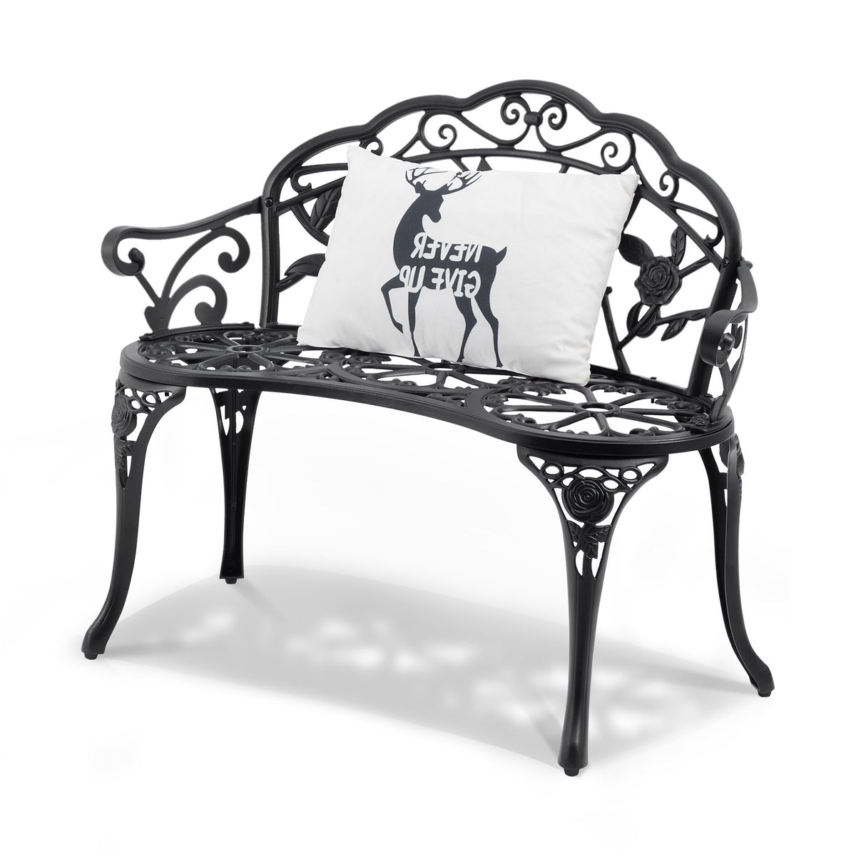 VEVOR Outdoor Bench, 38.8 inches Metal Garden Bench for Outdoors, 480 lbs Load Capacity Bench, Outdoor Garden Park Bench with Backrest and Armrests, Patio Bench for Garden, Park, Yard, Front Porch