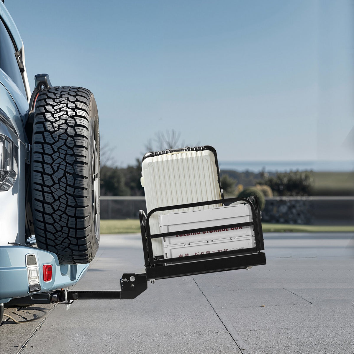 VEVOR 60" x 24" x 14", Hitch Cargo Carrier, 500 lbs Capacity Hitch Cargo Carrier with Anti-Rattle Hitch Stabilizer, Folding Hitch Mount Cargo Carrier with Pins and Latches, Fit for SUVs/Pickup Trucks