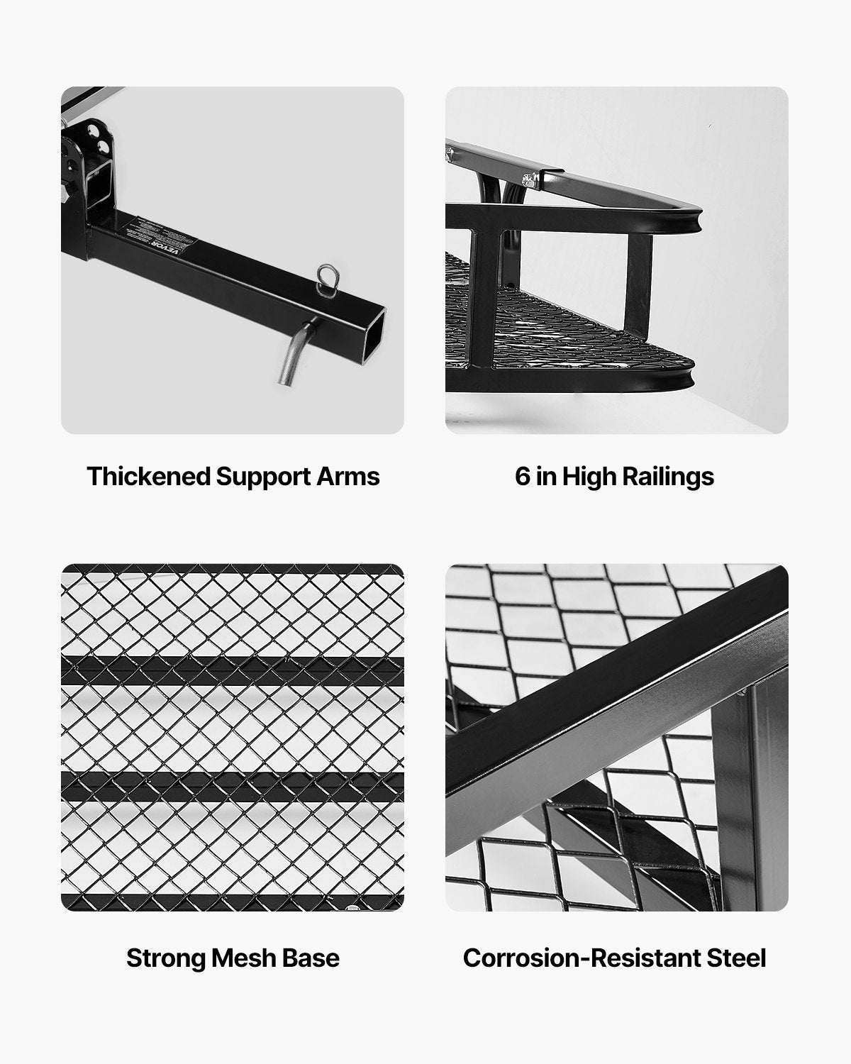 VEVOR 60" x 24" x 6", Hitch Cargo Carrier, 500 lbs Capacity Hitch Cargo Carrier with Cargo Net with Hook & Waterproof Cargo Bag, Folding Hitch Mount Cargo Carrier with Ratchet Straps, Fit for SUVs